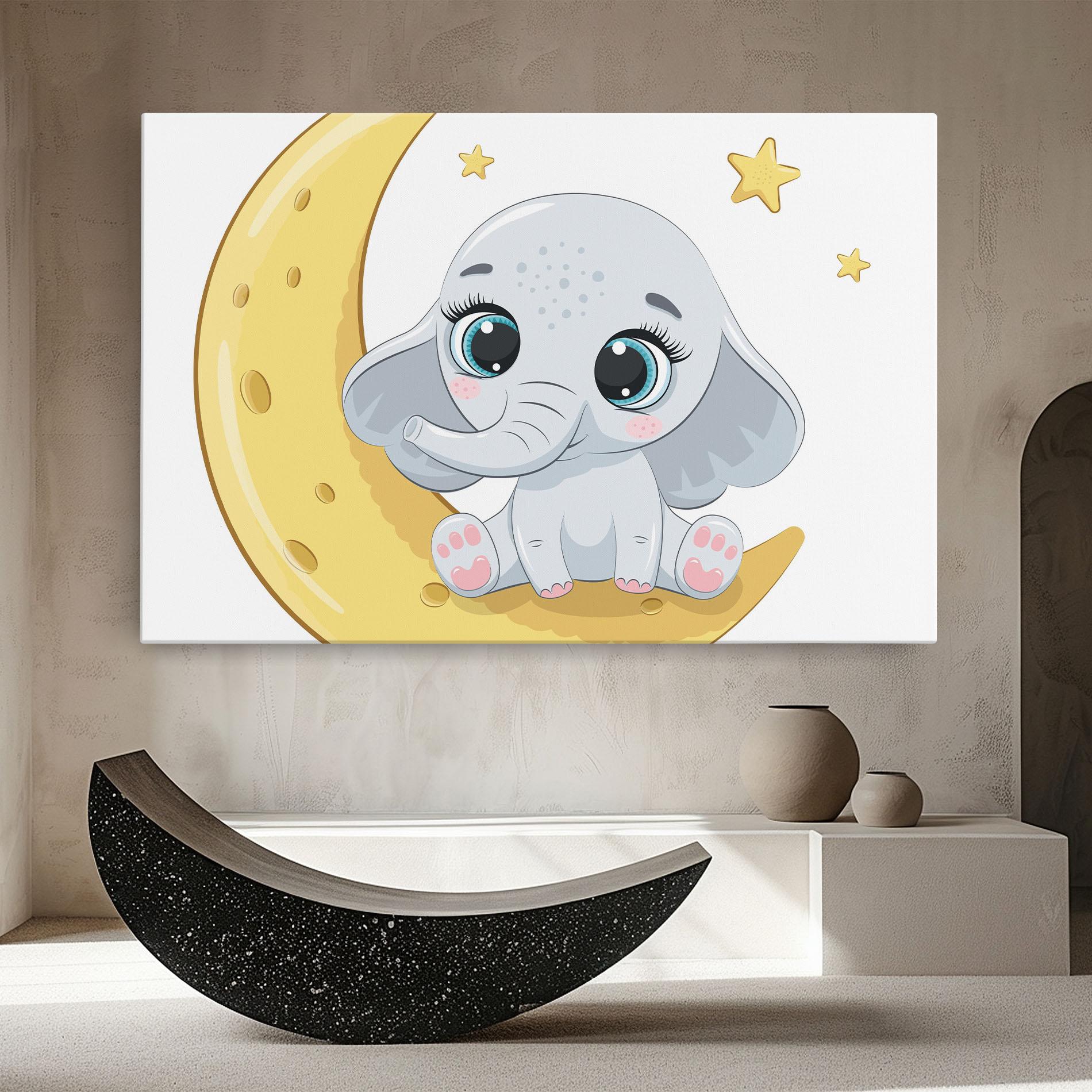 Vászonkép Cute Elephant Moon mockup 8