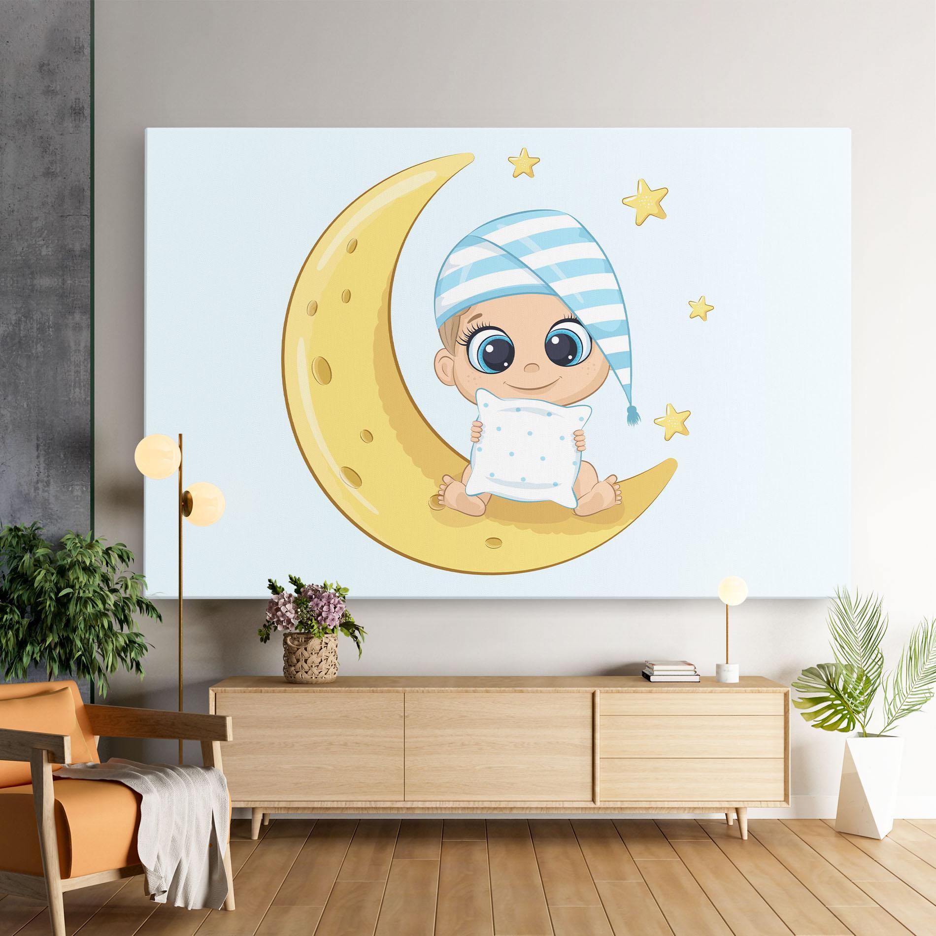 Vászonkép Baby On Moon mockup 9