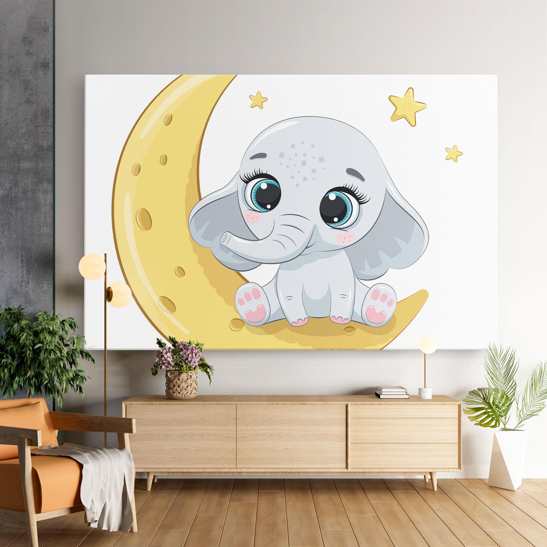 Vászonkép Cute Elephant Moon mockup 9