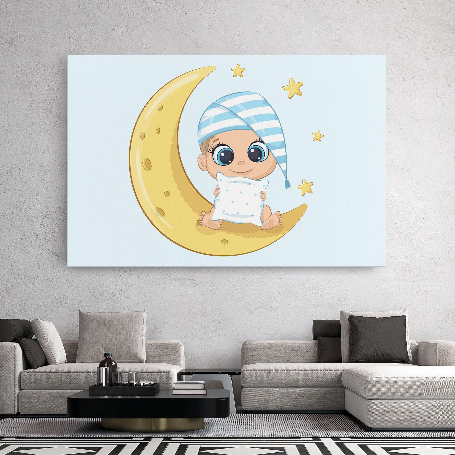Vászonkép Baby On Moon mockup 2