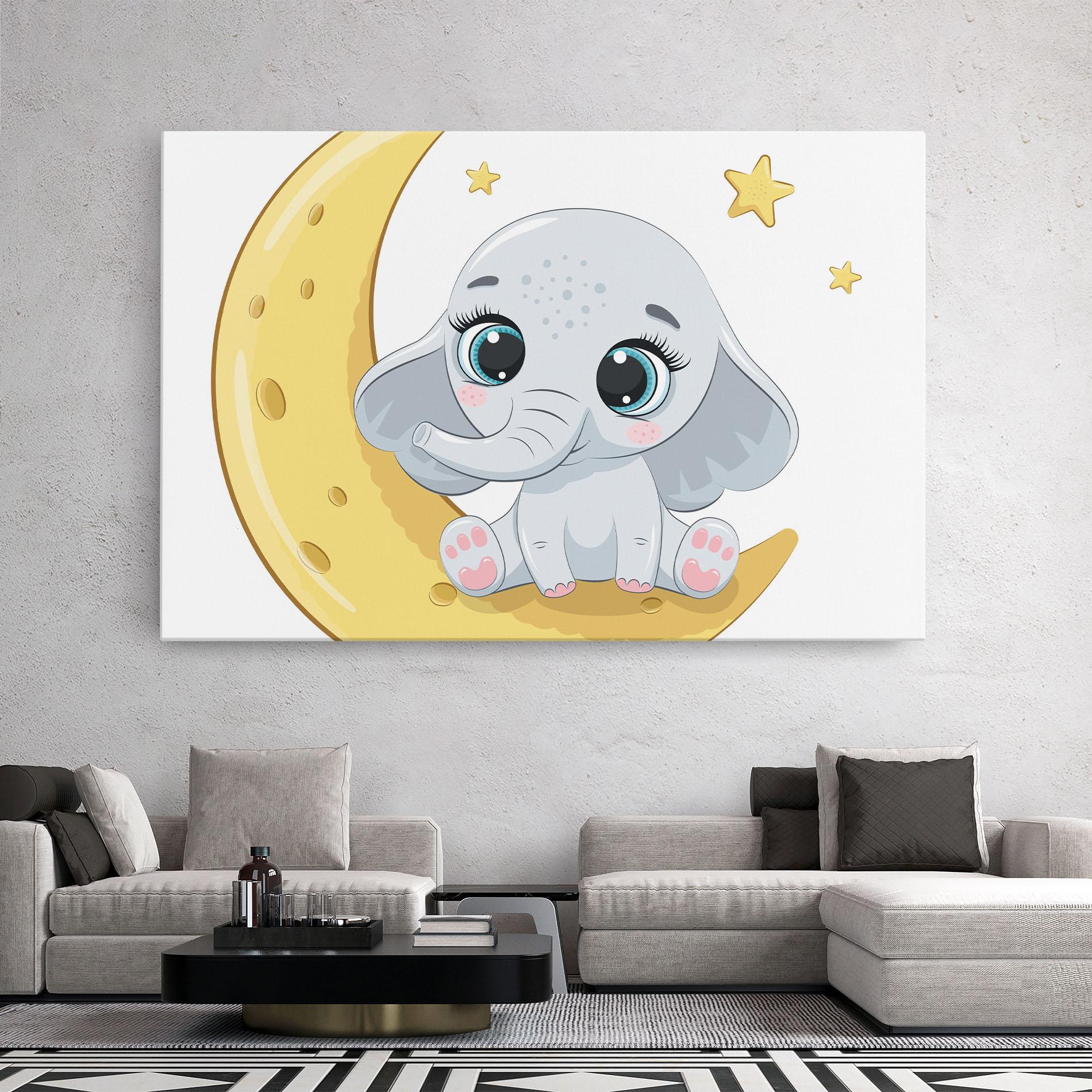 Vászonkép Cute Elephant Moon mockup 2