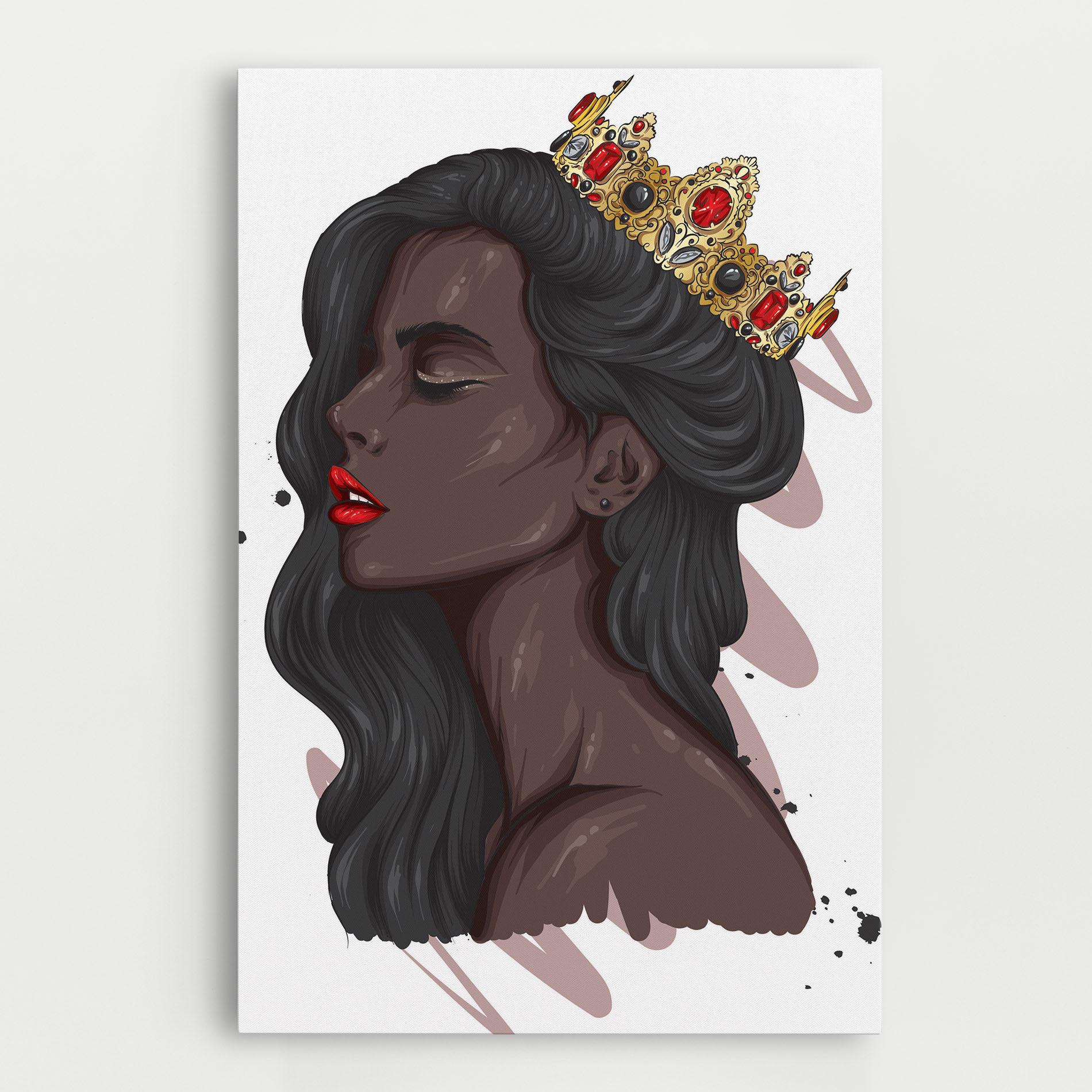 Vászonkép Black Woman With Crown mockup 0