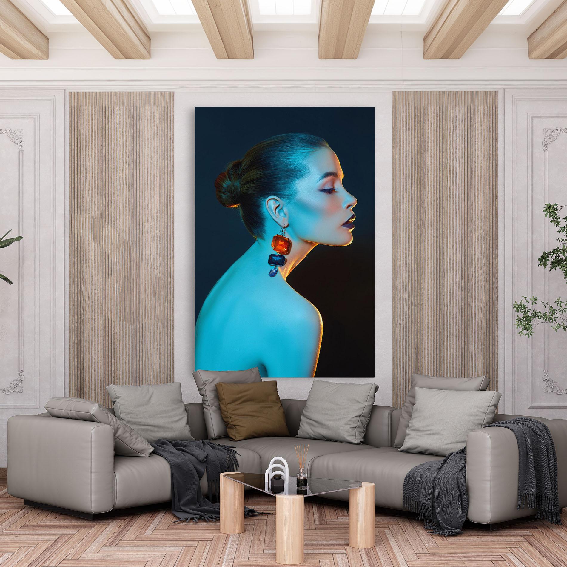 Vászonkép Blue Light Earring mockup 6