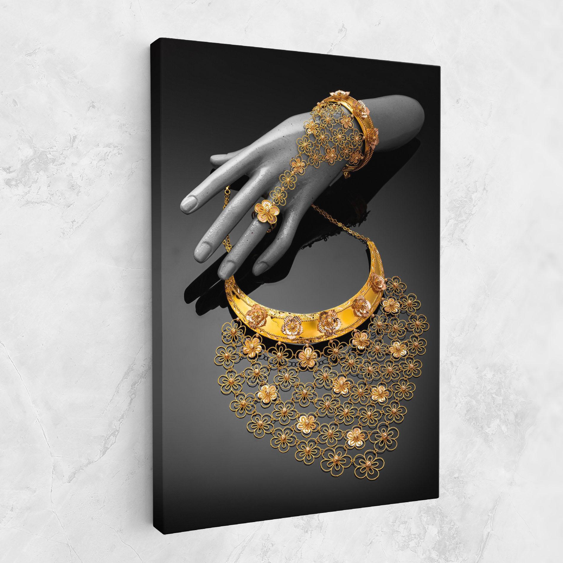 Vászonkép Golden Jewelery Set mockup 1