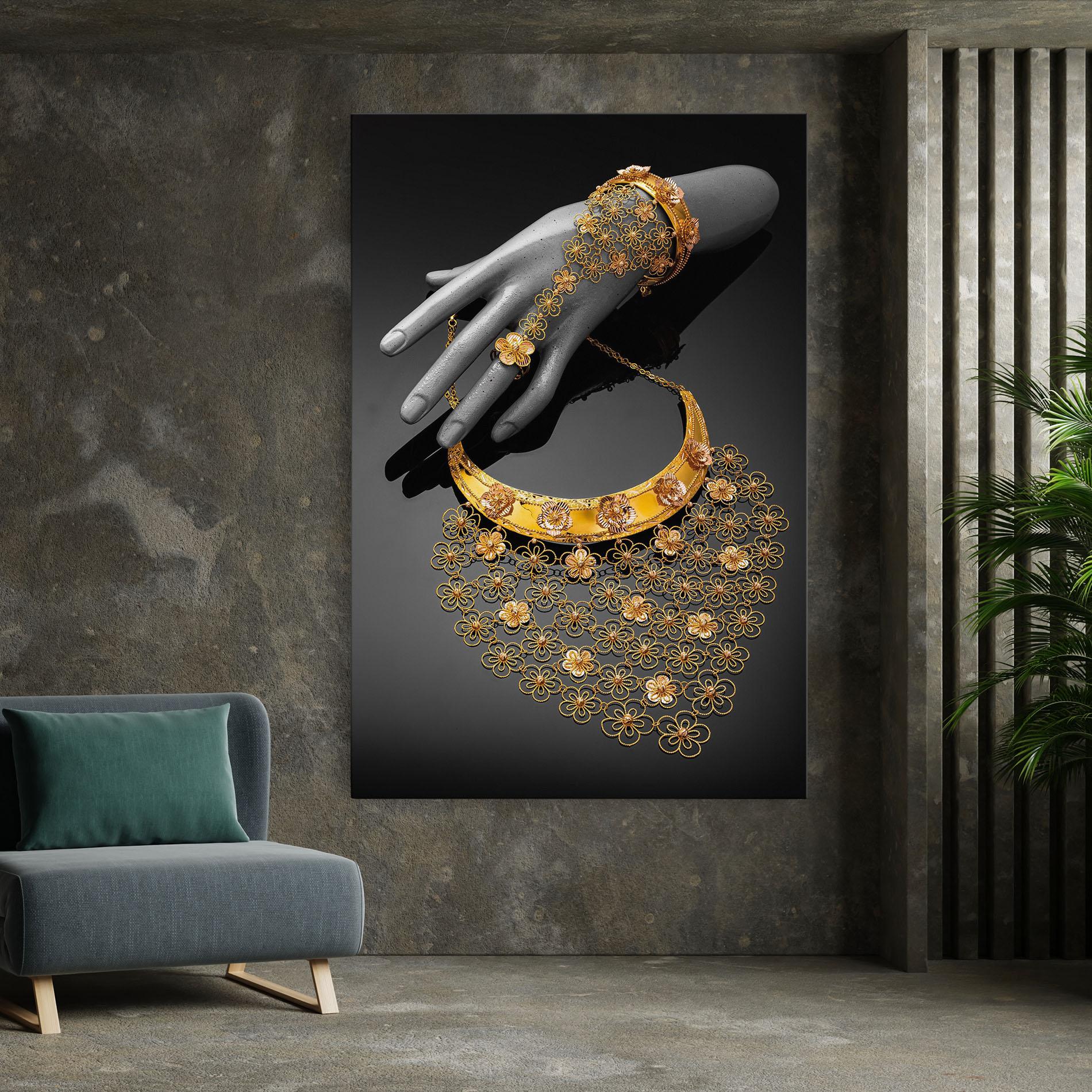 Vászonkép Golden Jewelery Set mockup 7