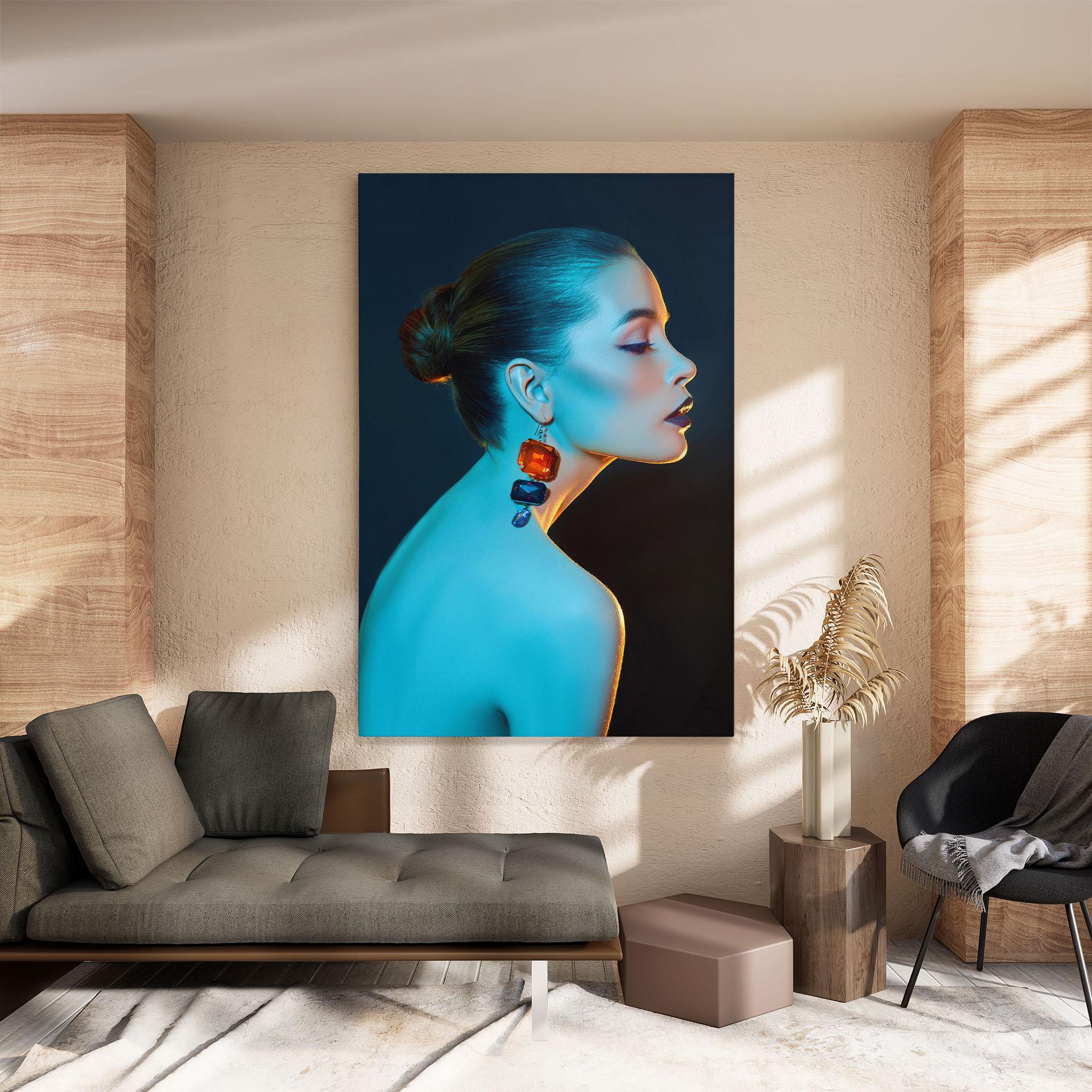 Vászonkép Blue Light Earring mockup 8