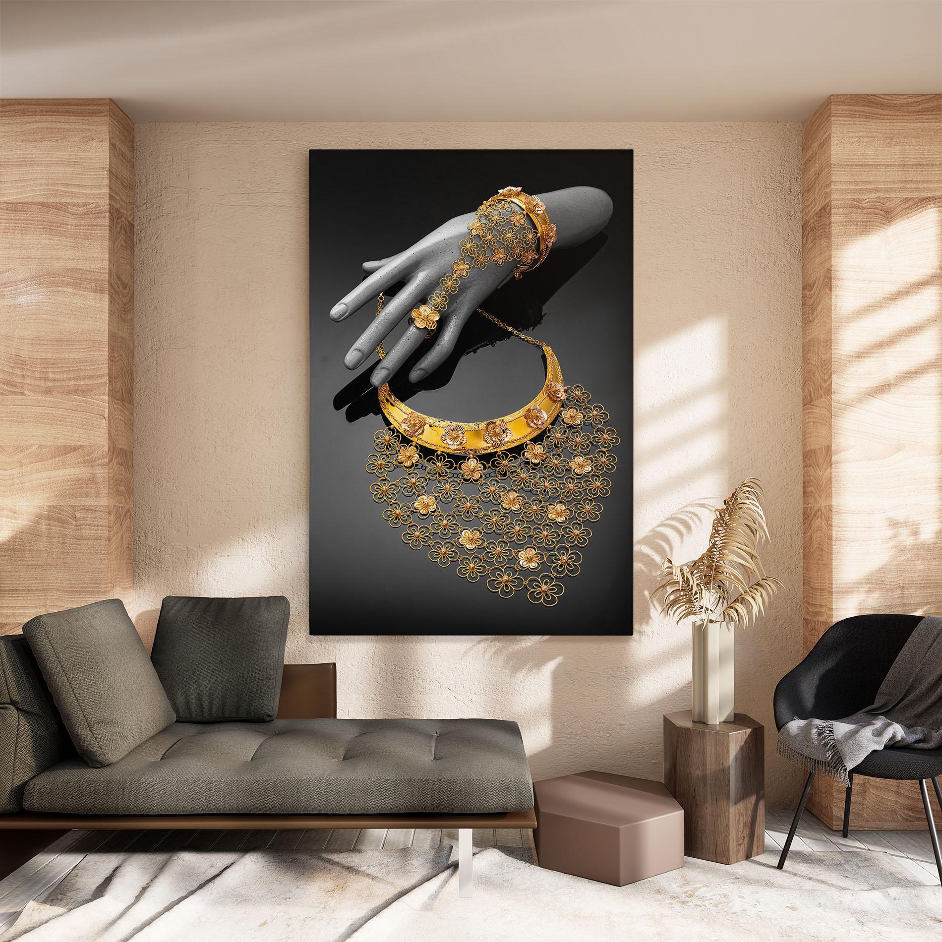 Vászonkép Golden Jewelery Set mockup 8