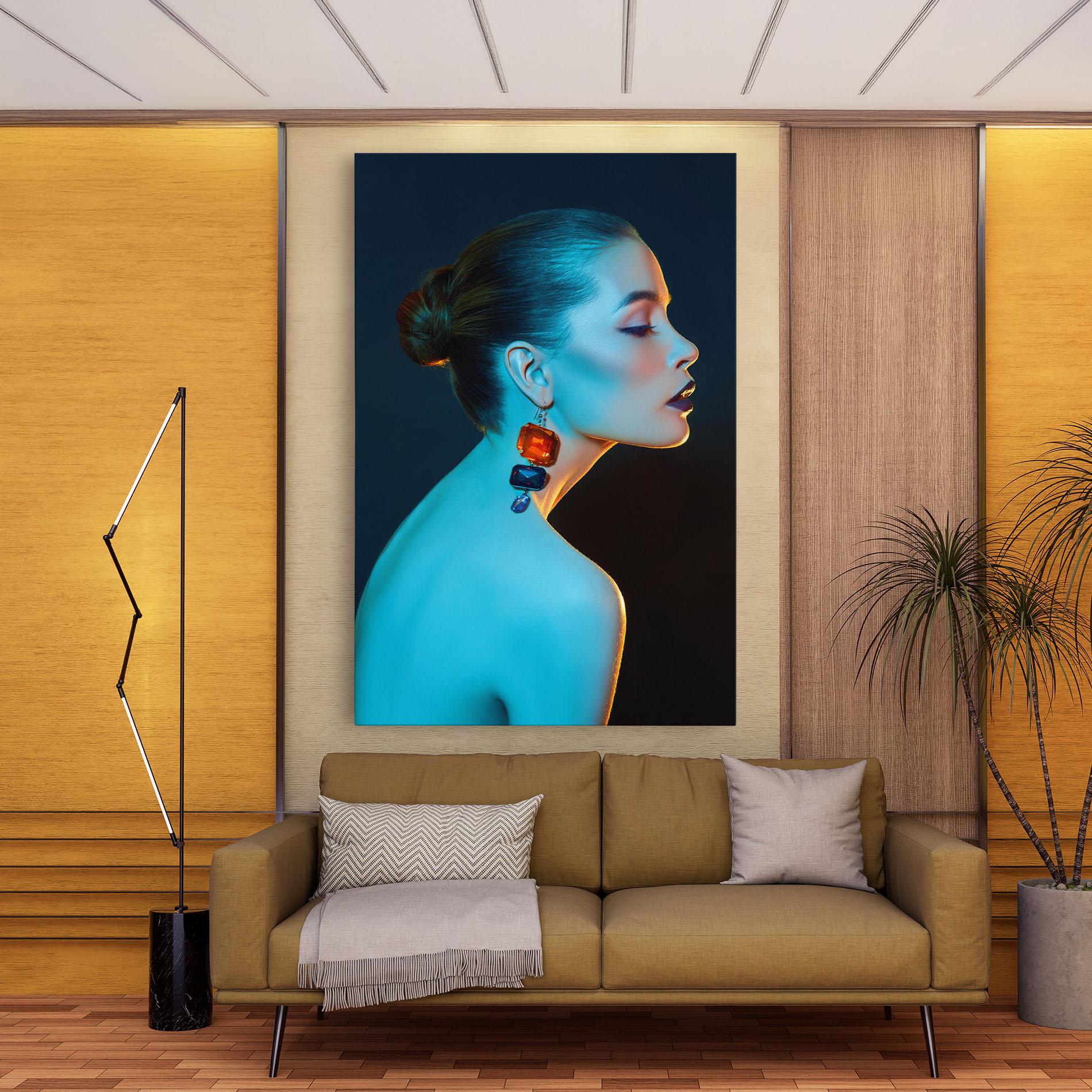 Vászonkép Blue Light Earring mockup 9
