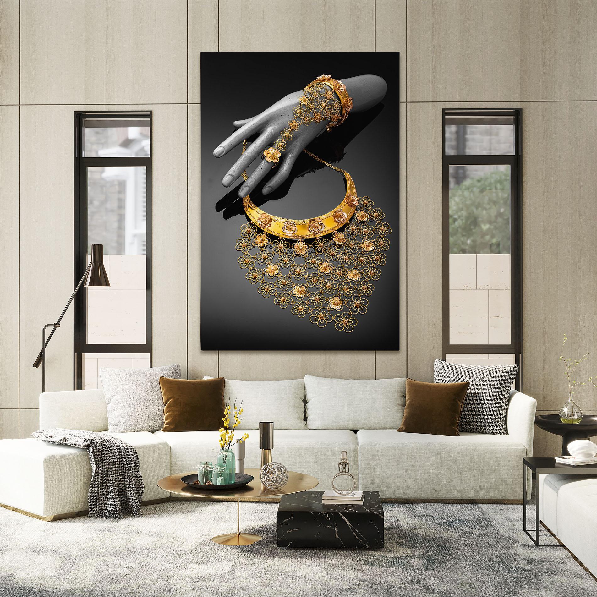 Vászonkép Golden Jewelery Set mockup 2