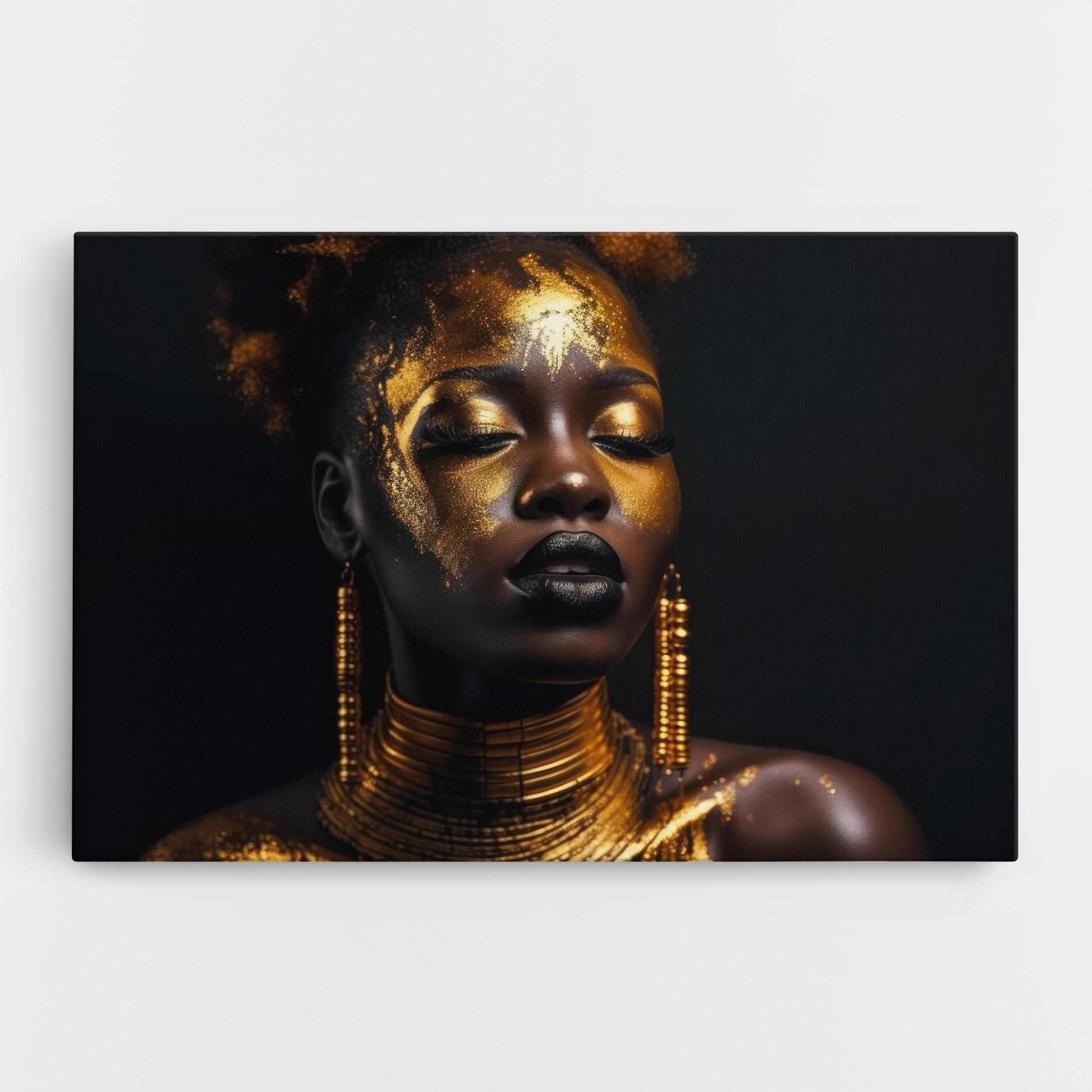 Vászonkép Gold Makeup Black Lips mockup 0