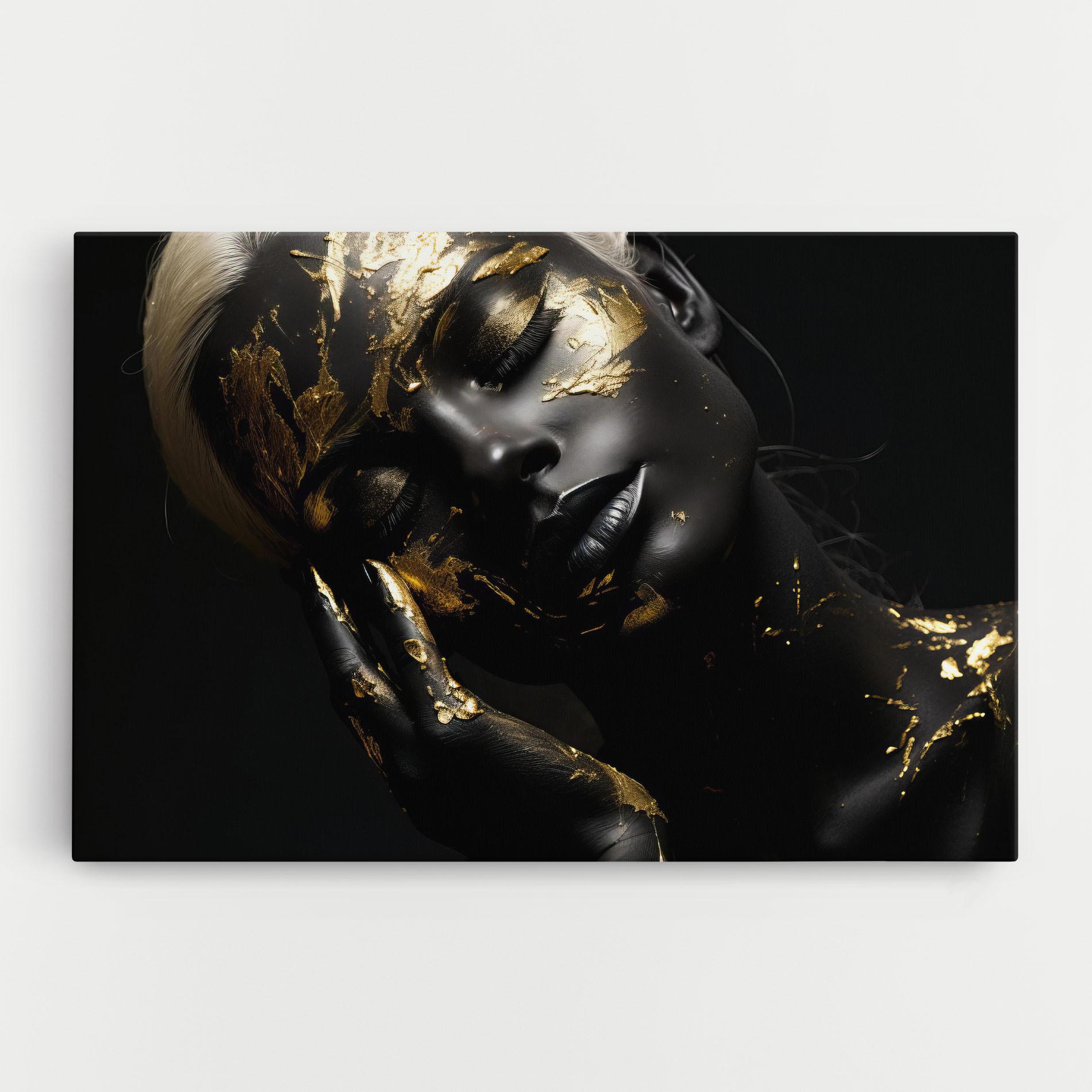 Vászonkép Gold Makeup On Black mockup 0