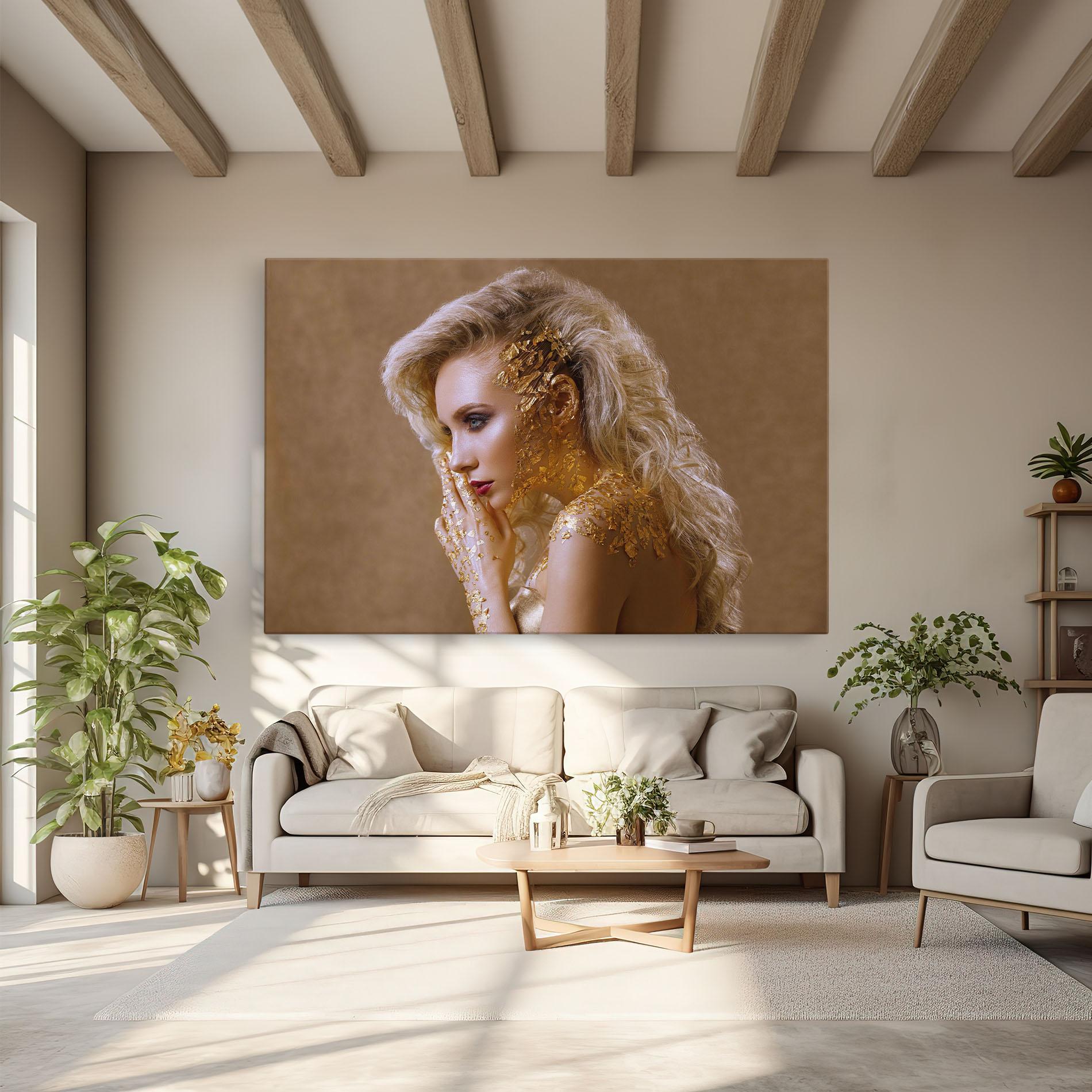 Vászonkép Gold Paper Makeup mockup 6