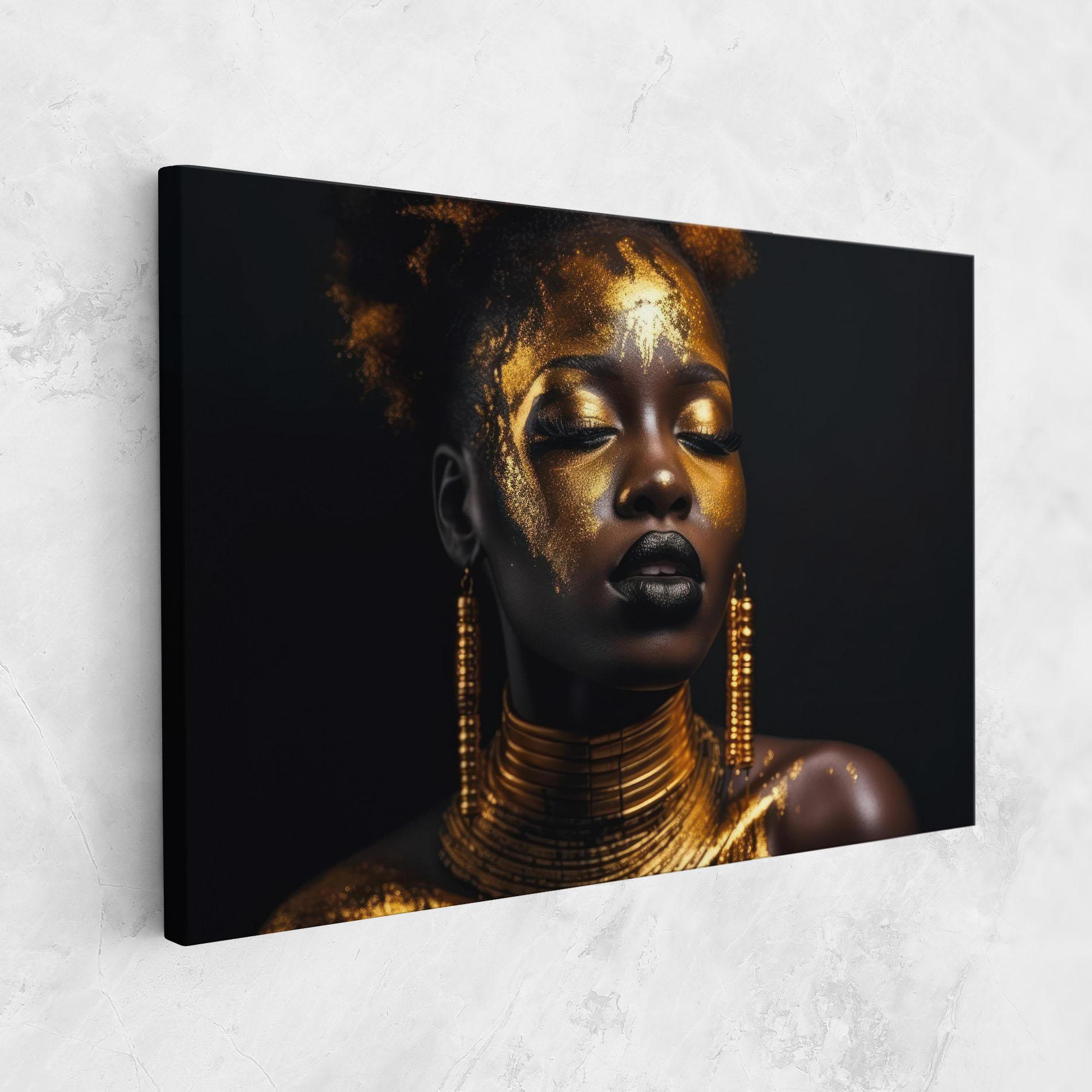 Vászonkép Gold Makeup Black Lips mockup 1