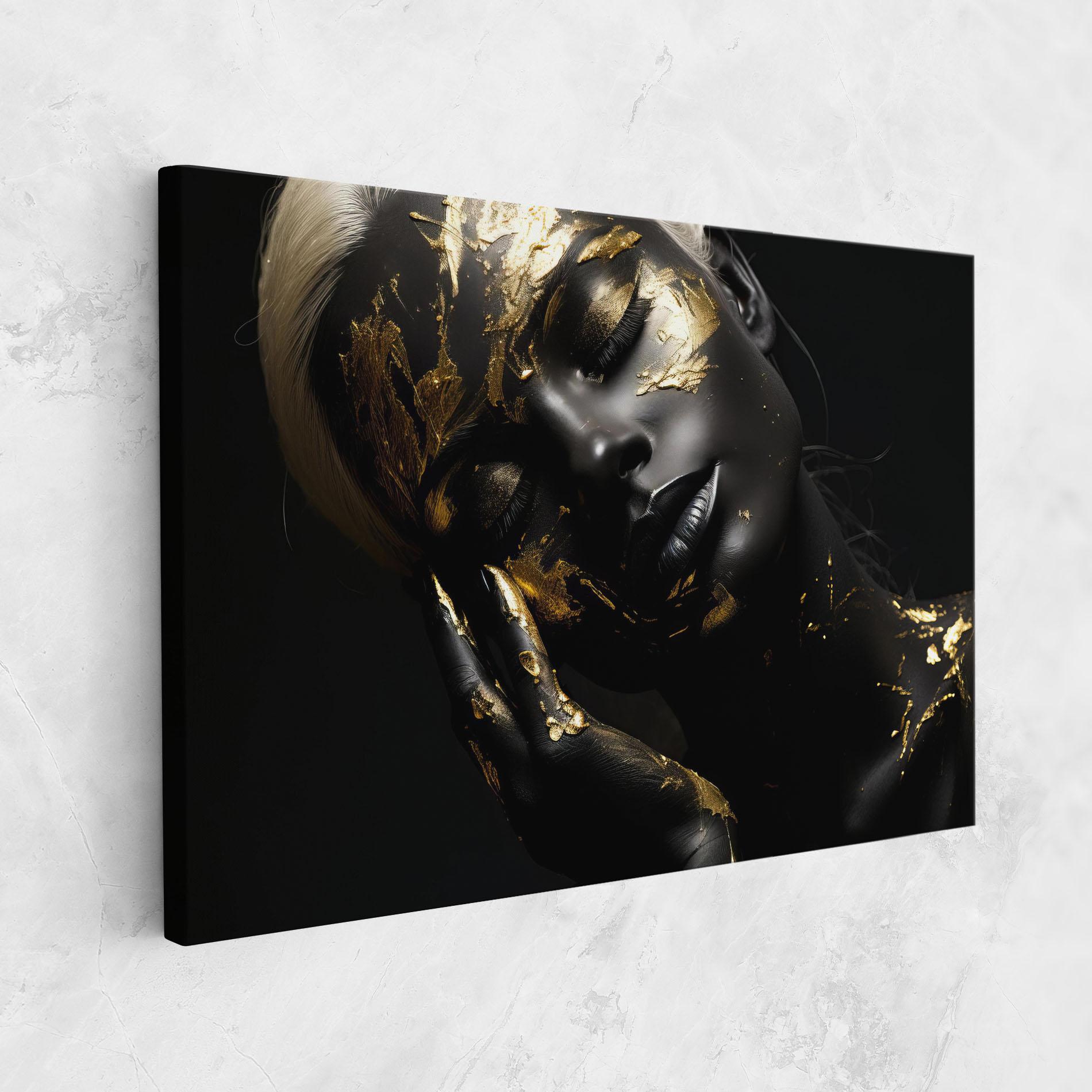 Vászonkép Gold Makeup On Black mockup 1