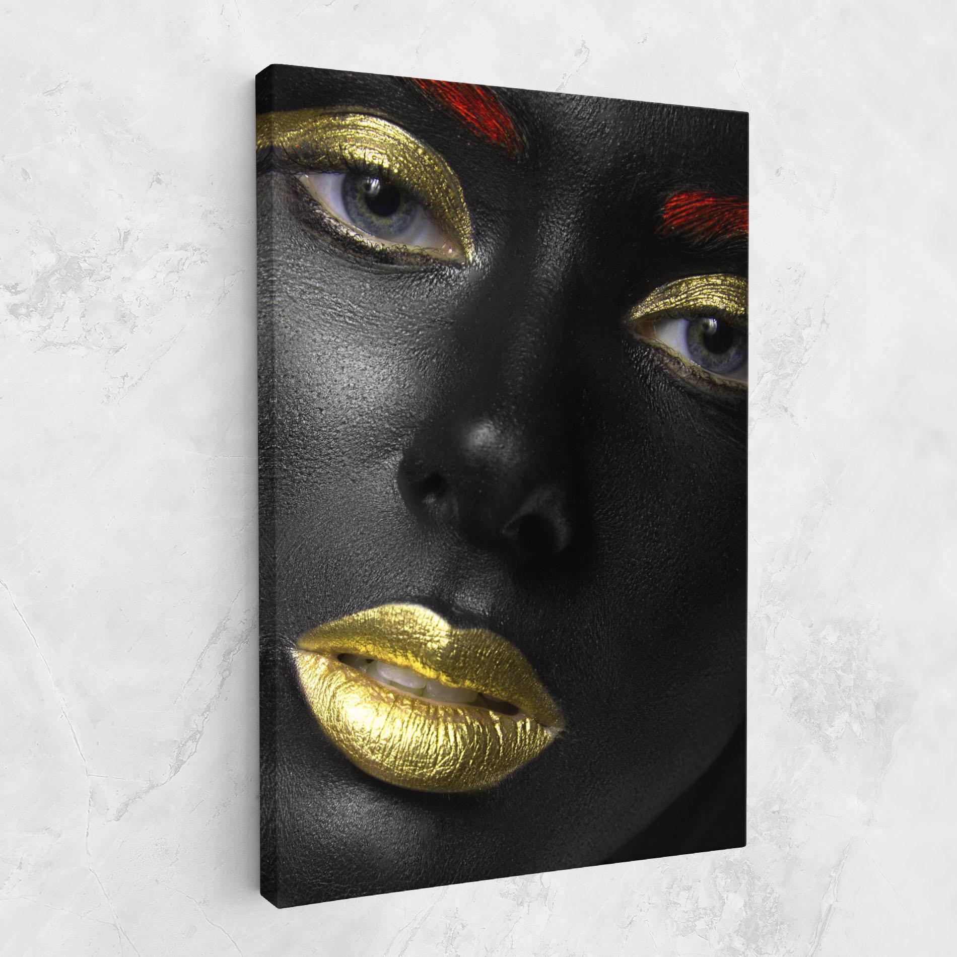 Vászonkép Gold Make Up And Lips mockup 1