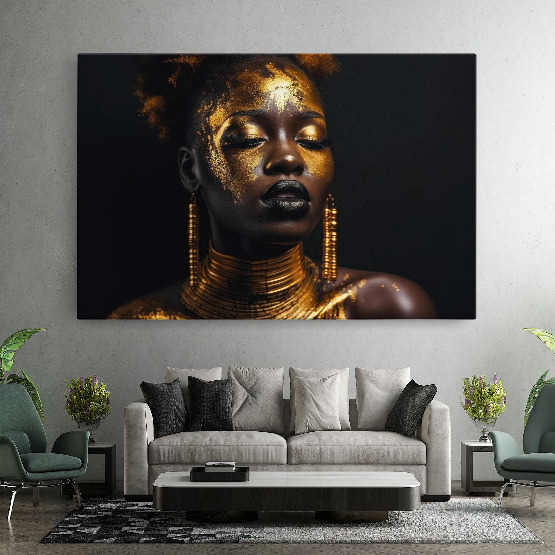 Vászonkép Gold Makeup Black Lips mockup 7