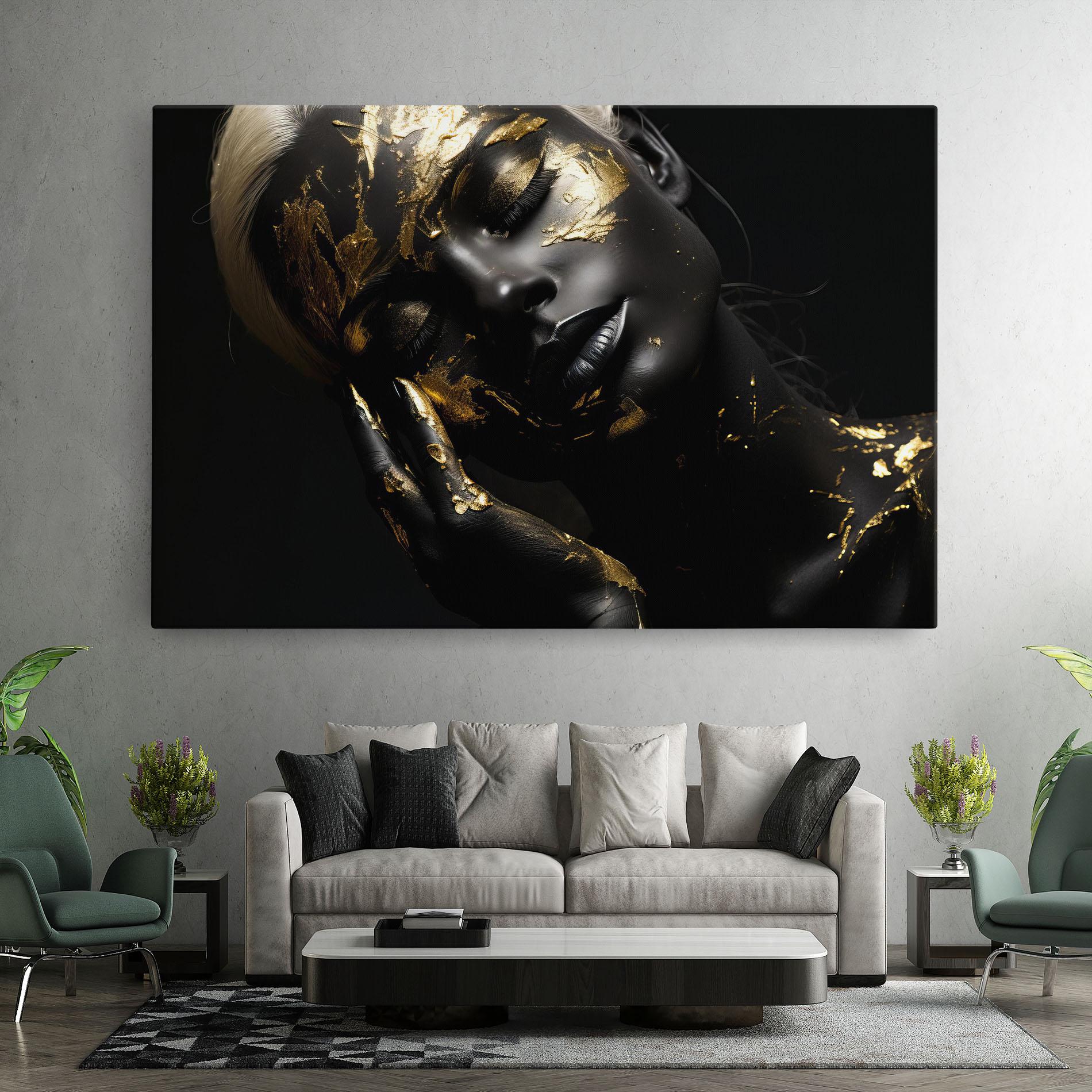 Vászonkép Gold Makeup On Black mockup 7