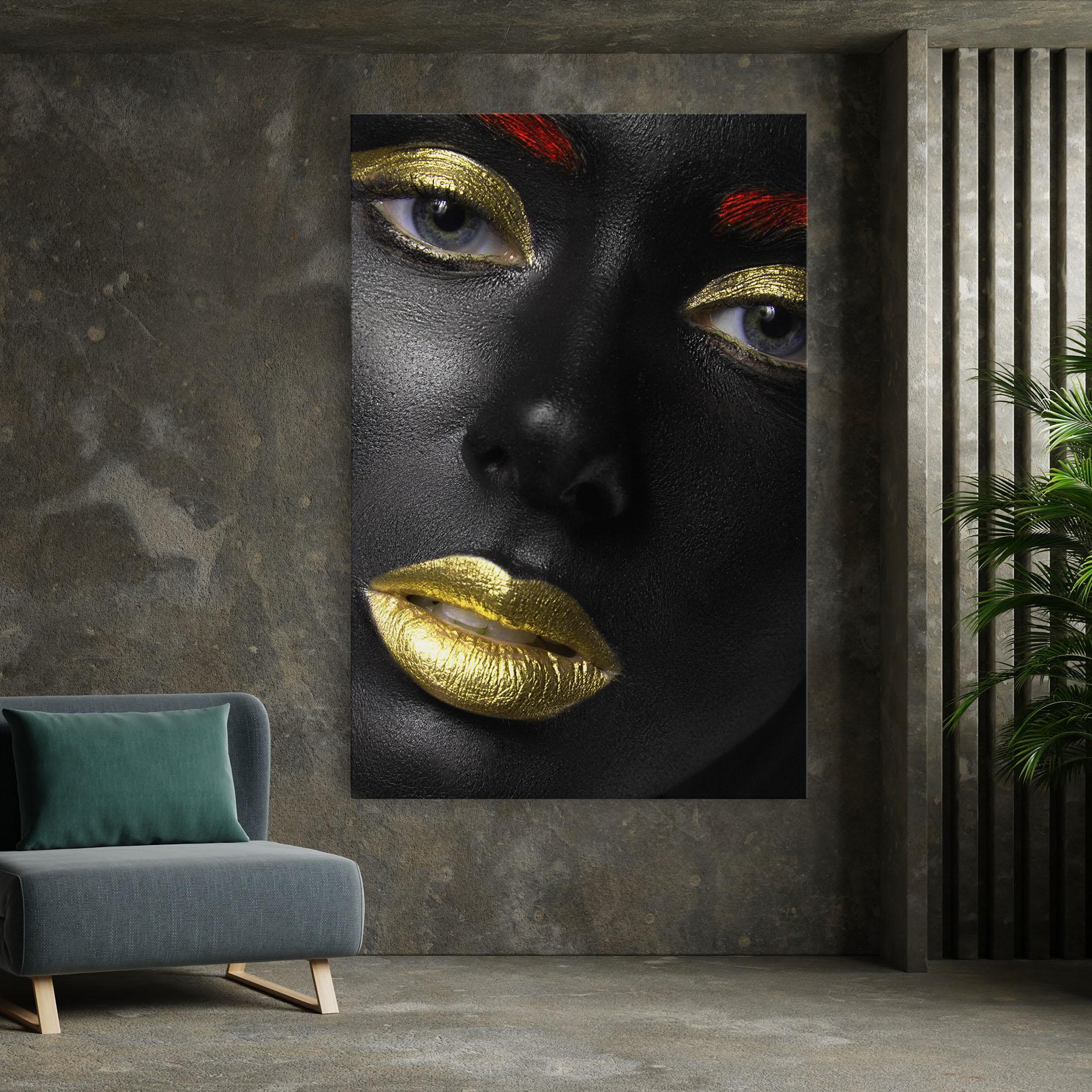Vászonkép Gold Make Up And Lips mockup 7
