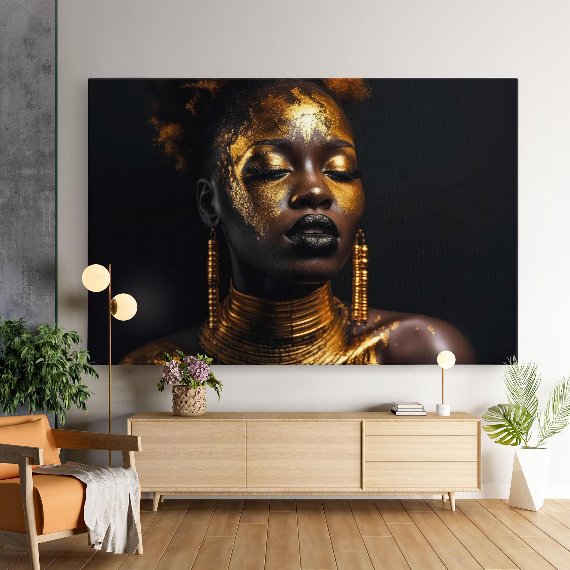 Vászonkép Gold Makeup Black Lips mockup 9