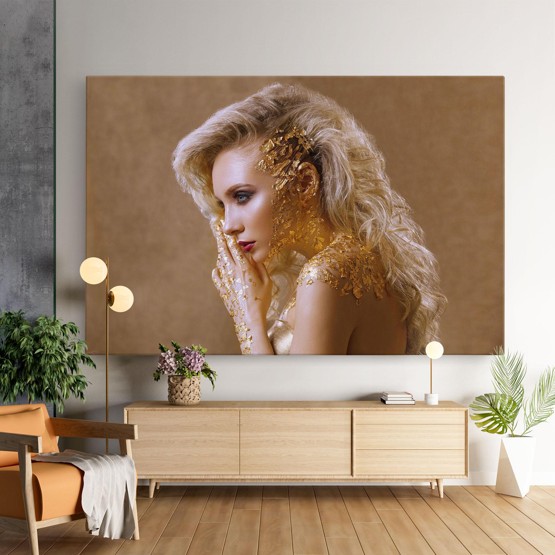 Vászonkép Gold Paper Makeup mockup 9