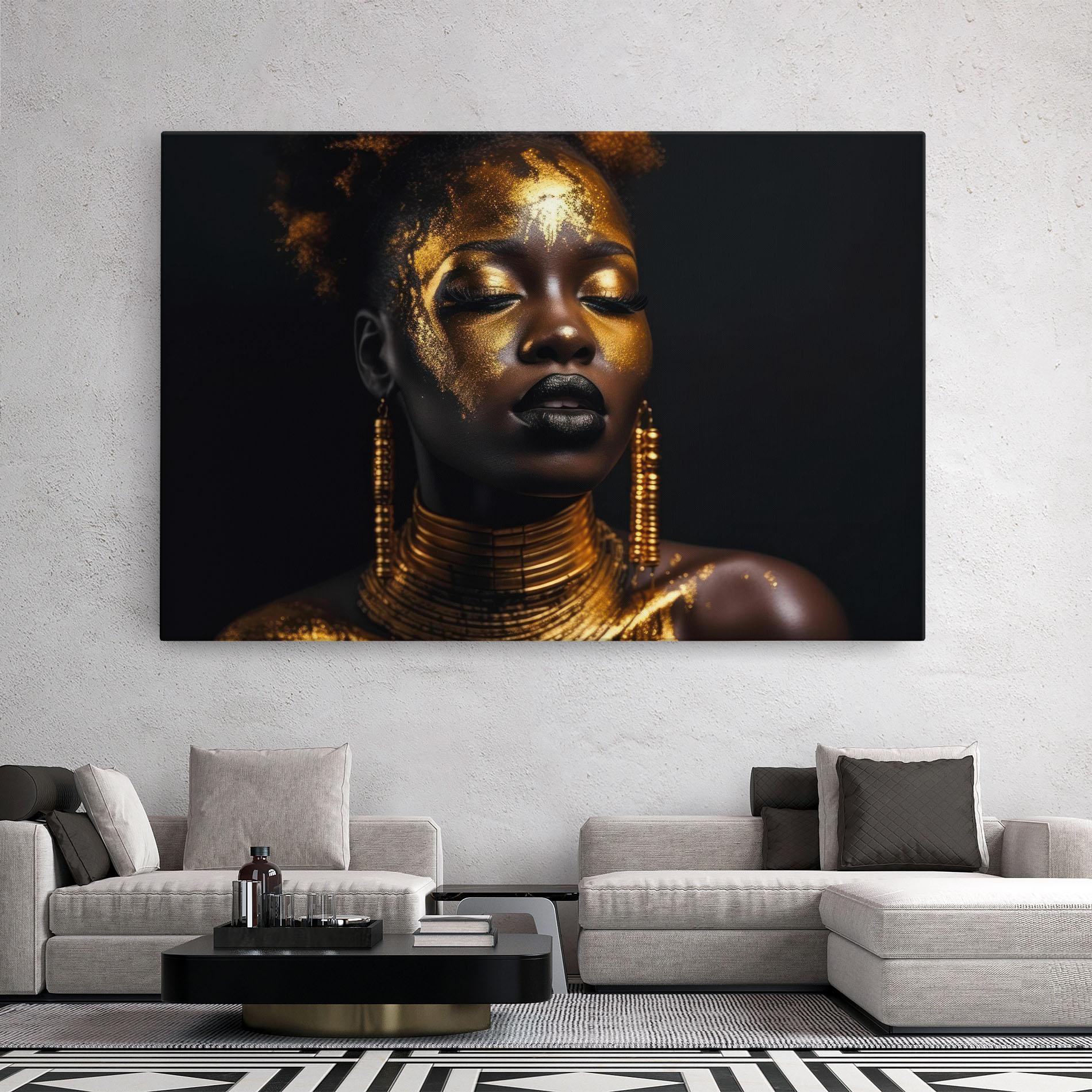 Vászonkép Gold Makeup Black Lips mockup 2