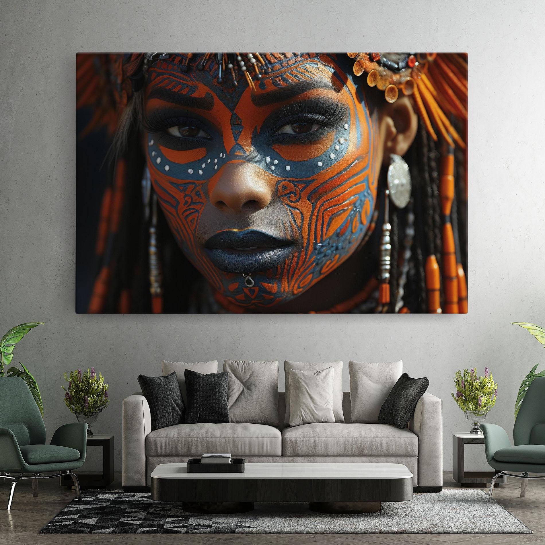 Vászonkép Orange Tribal Paint mockup 7
