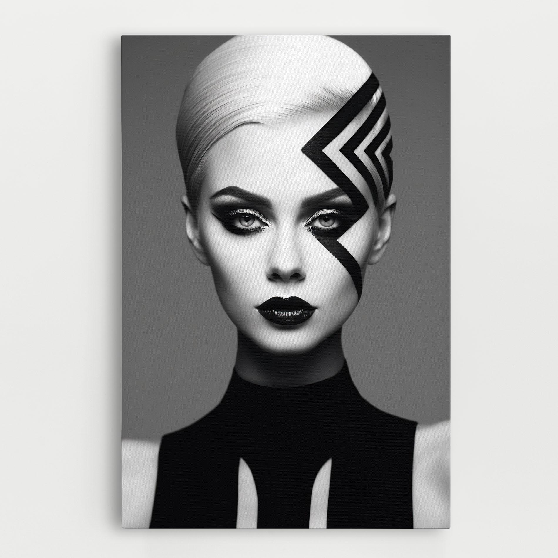 Vászonkép Black Lines On Face mockup 0