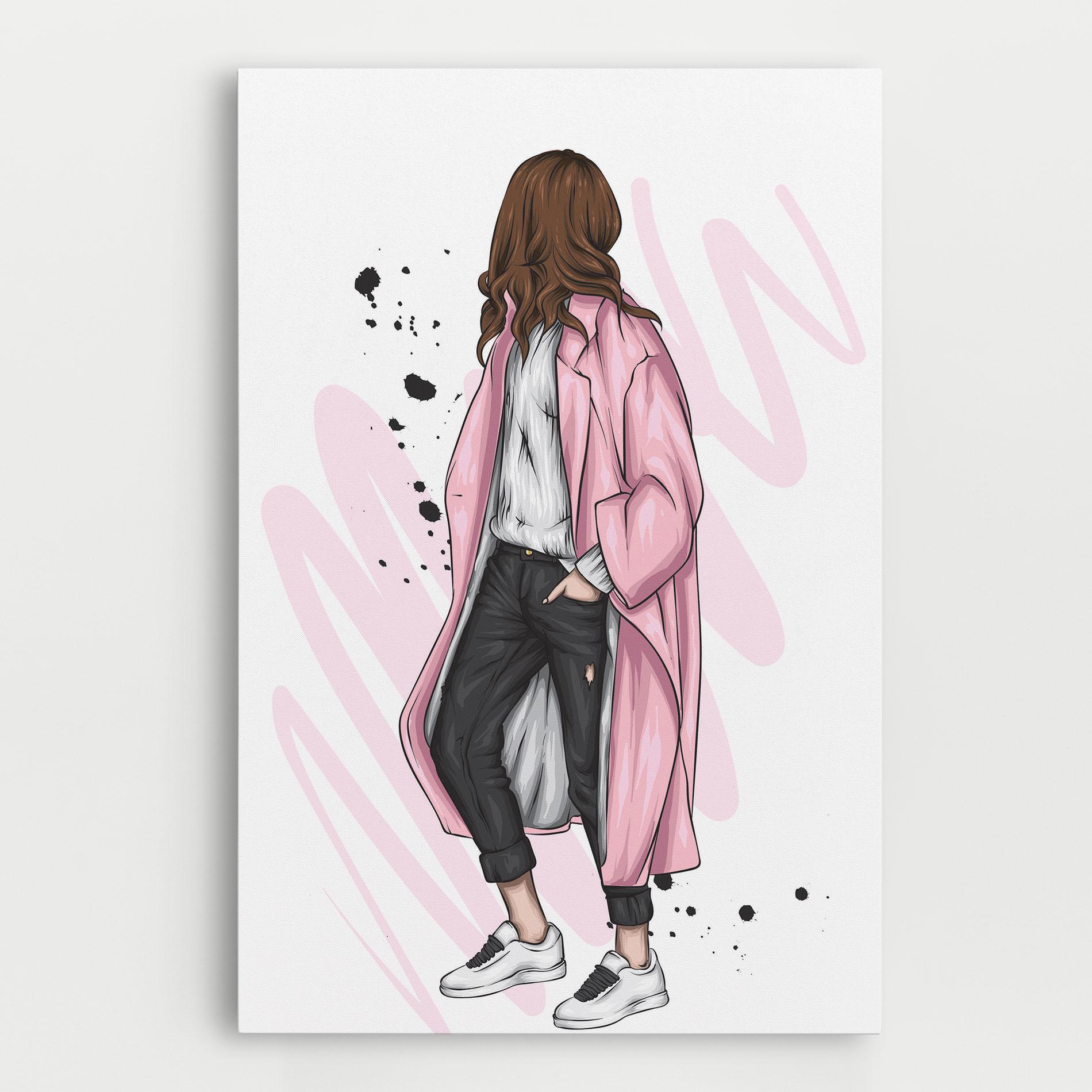 Vászonkép Pink Coat Woman mockup 0