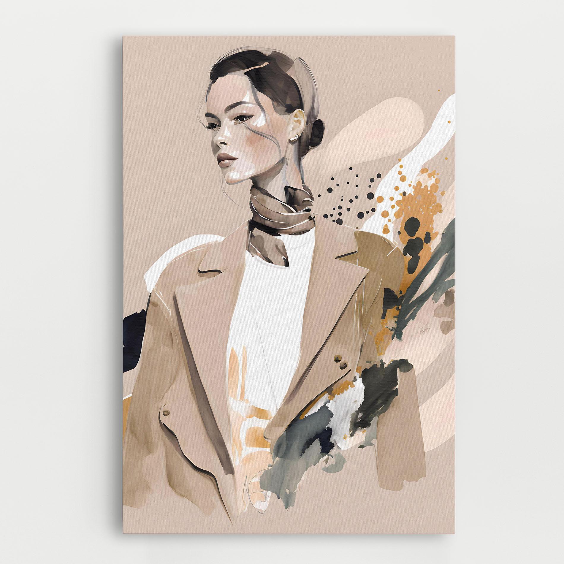 Vászonkép Watercolor Stylish Model mockup 0