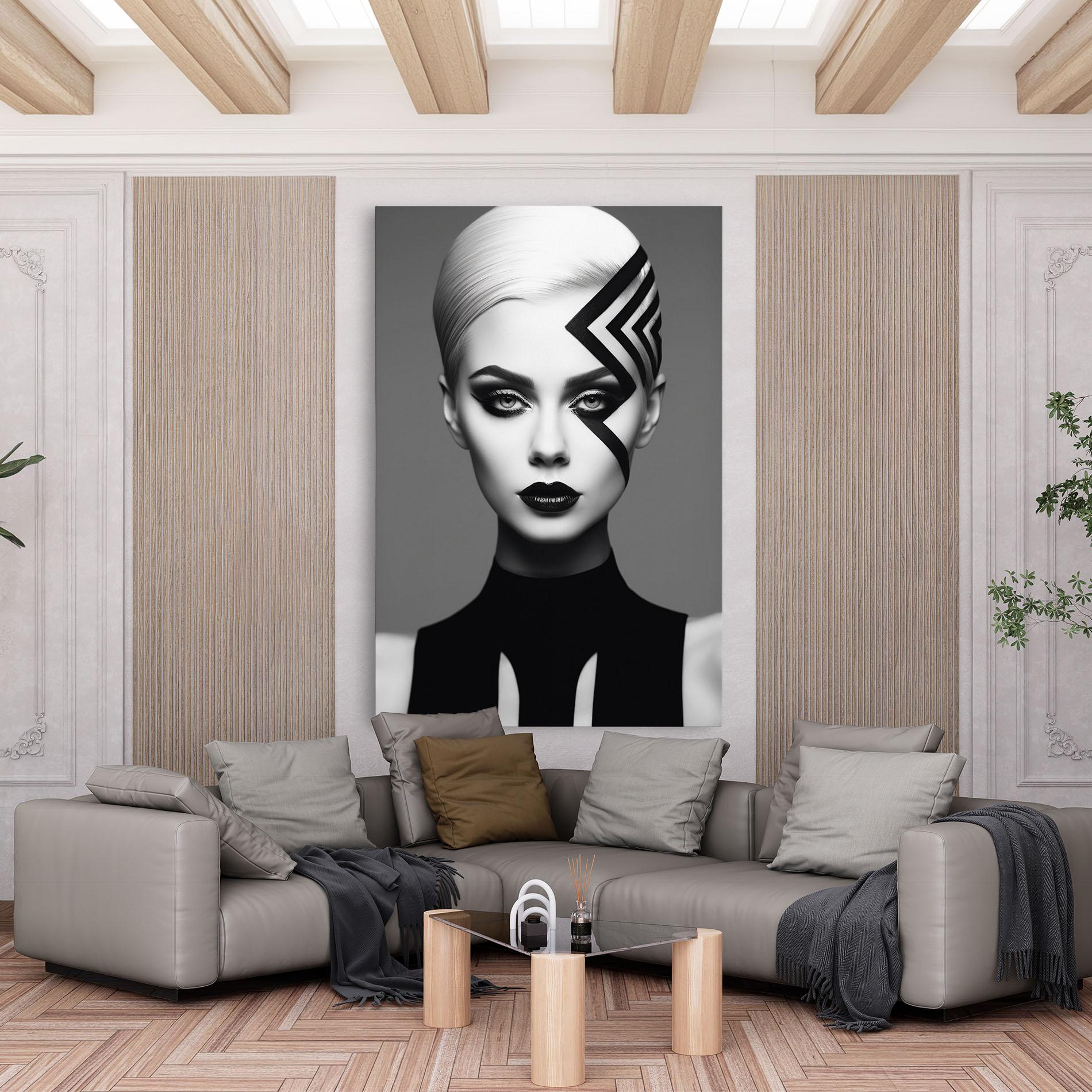 Vászonkép Black Lines On Face mockup 6