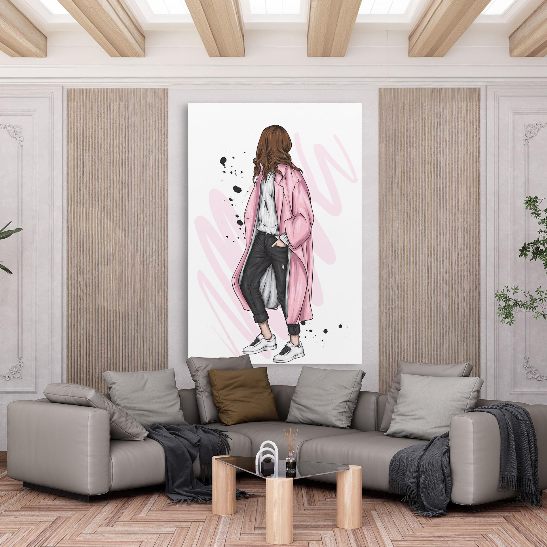 Vászonkép Pink Coat Woman mockup 6