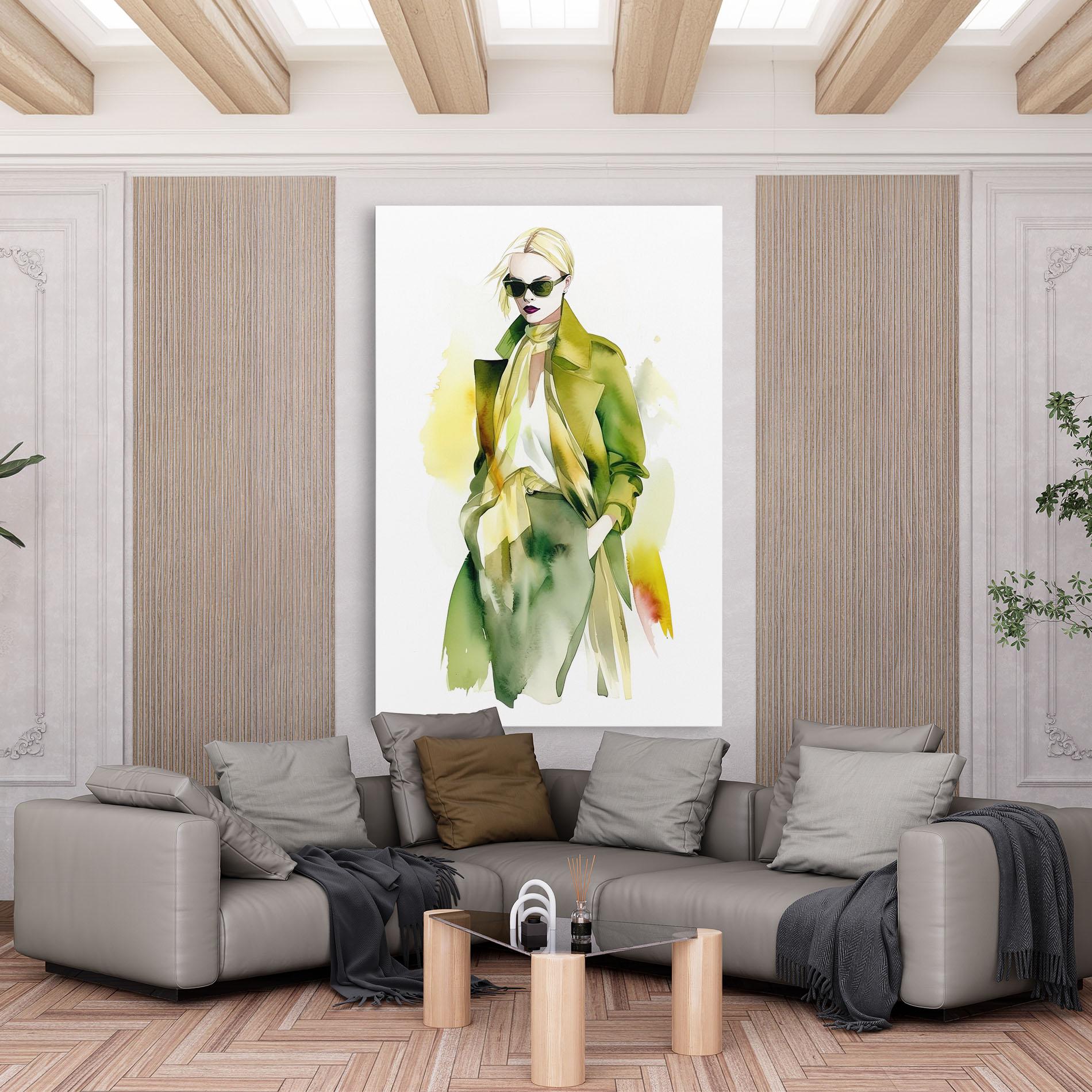 Vászonkép Woman Green Fashion mockup 6