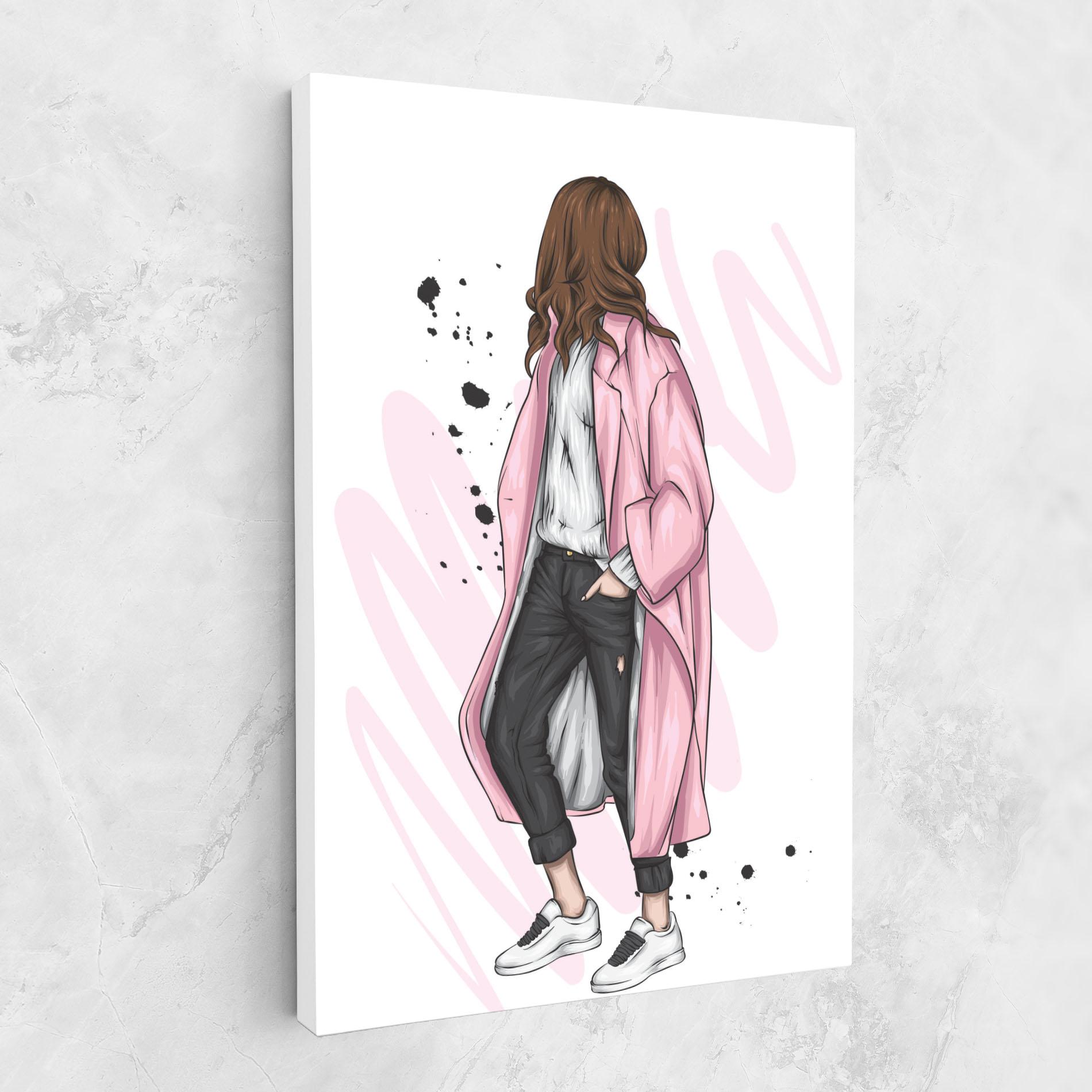 Vászonkép Pink Coat Woman mockup 1
