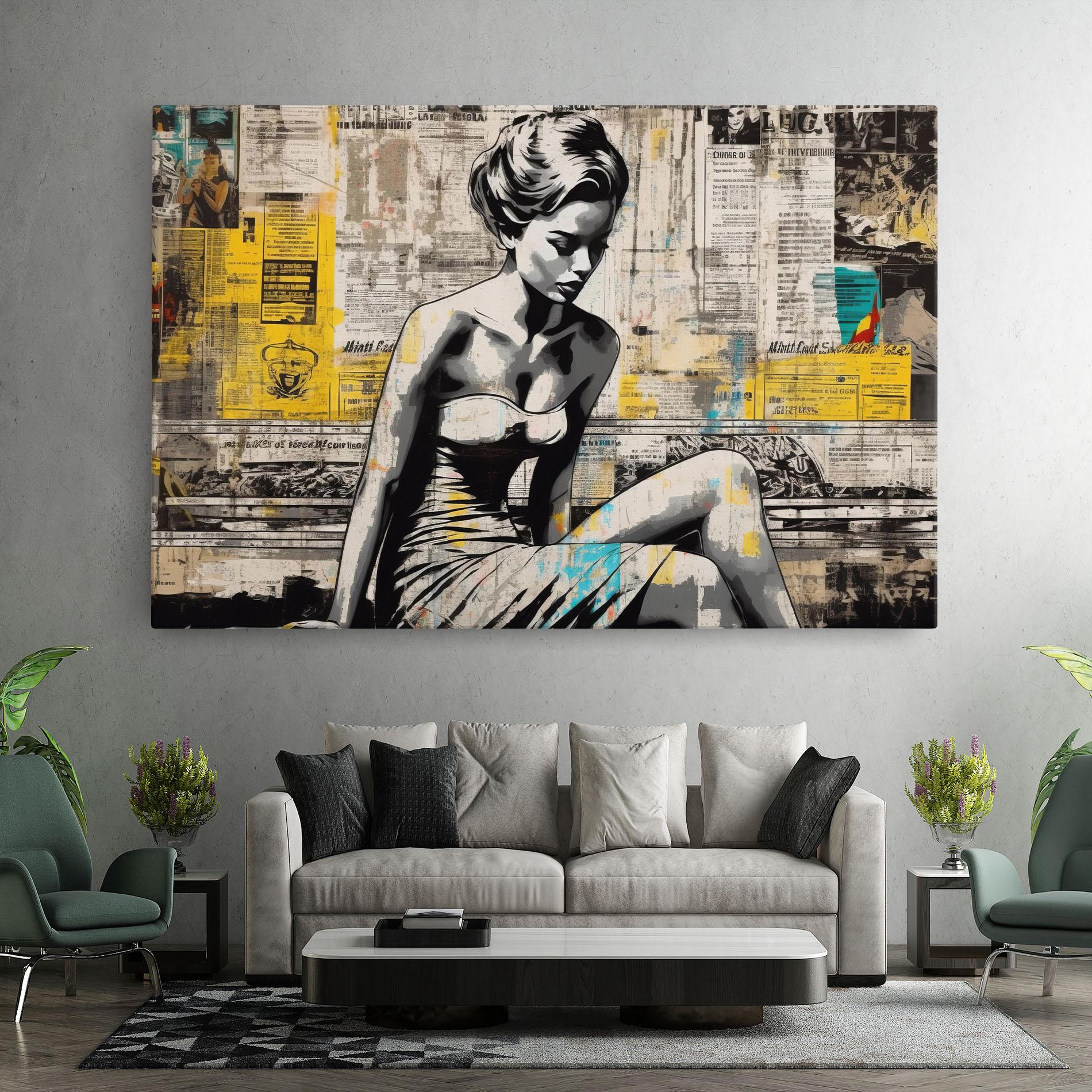 Vászonkép Newspaper Painting Girl mockup 7