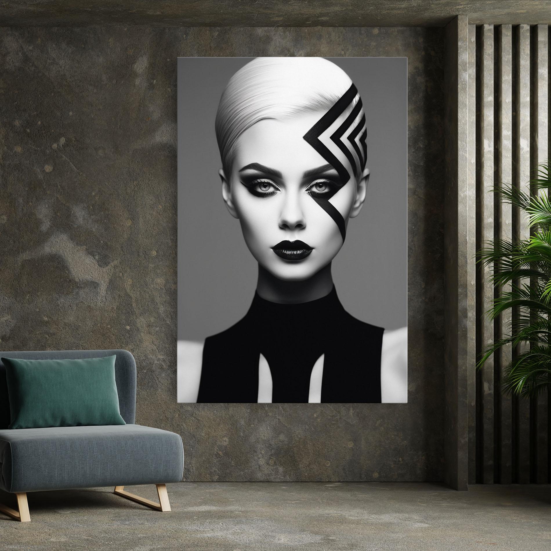 Vászonkép Black Lines On Face mockup 7