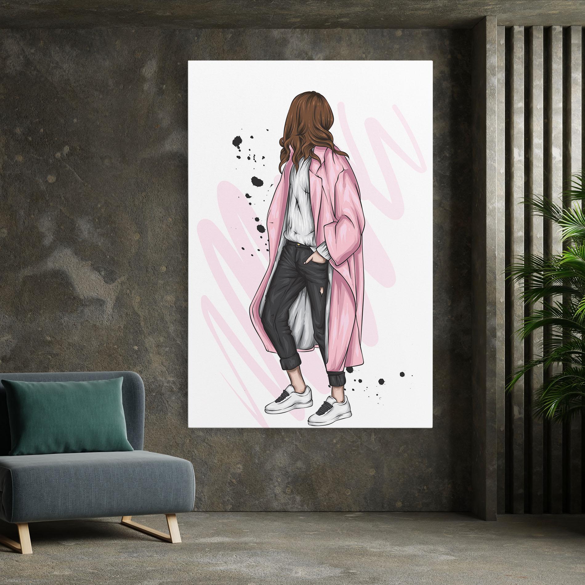 Vászonkép Pink Coat Woman mockup 7