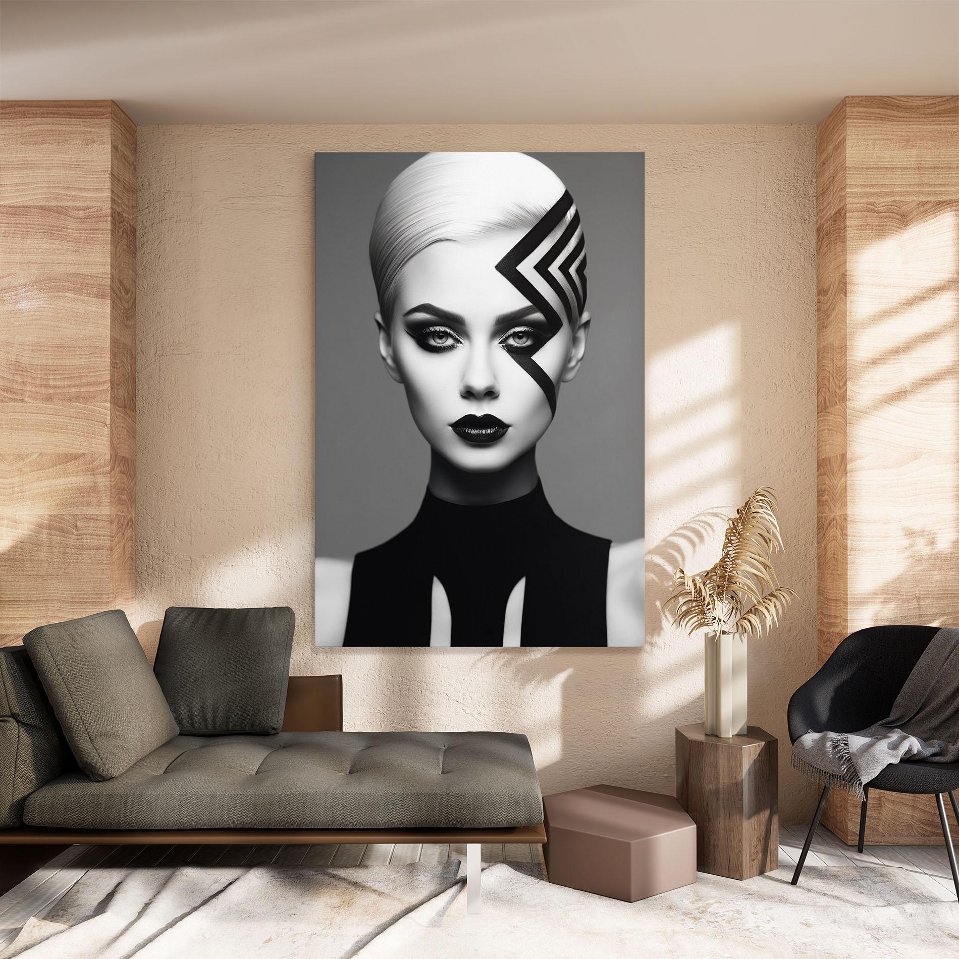 Vászonkép Black Lines On Face mockup 8