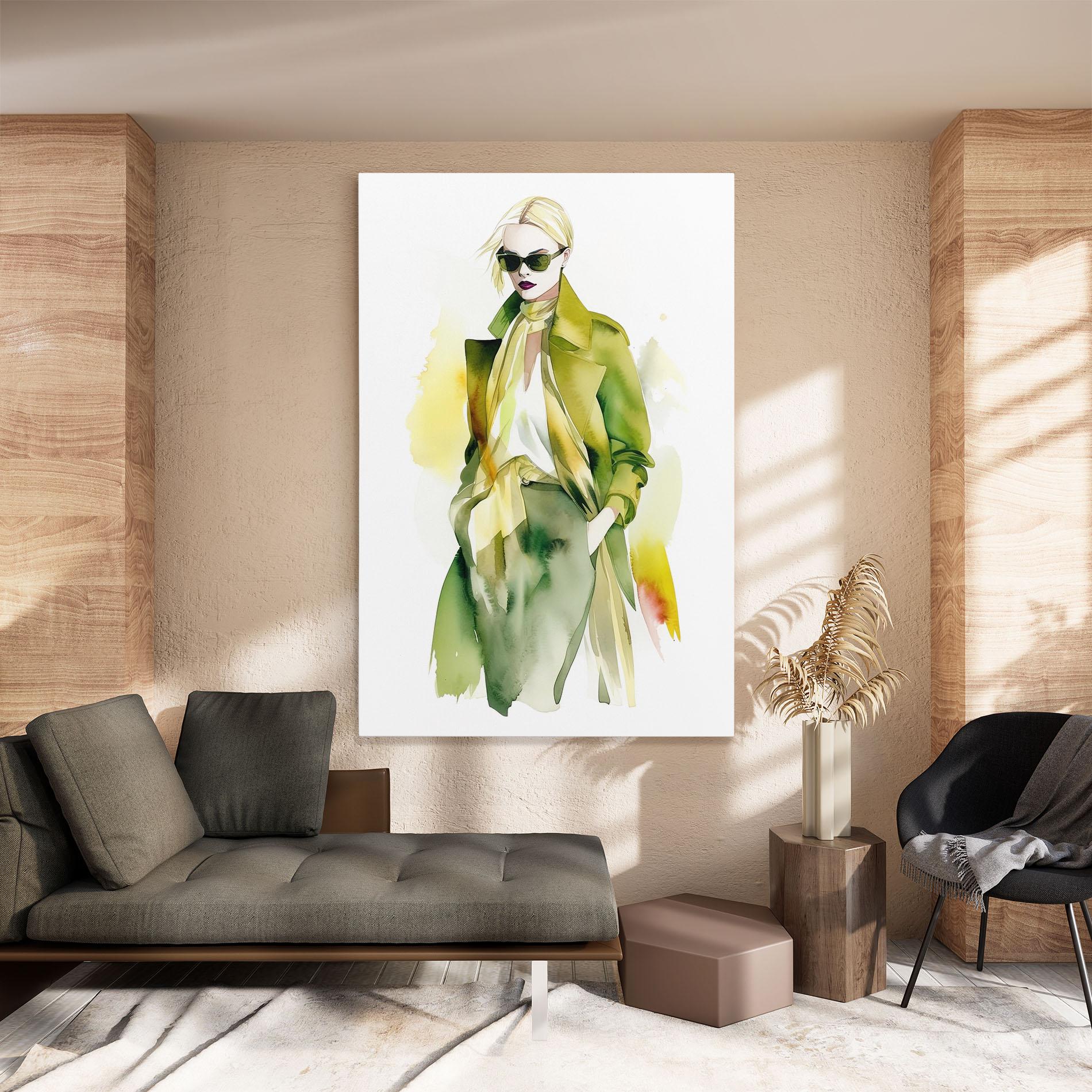 Vászonkép Woman Green Fashion mockup 8