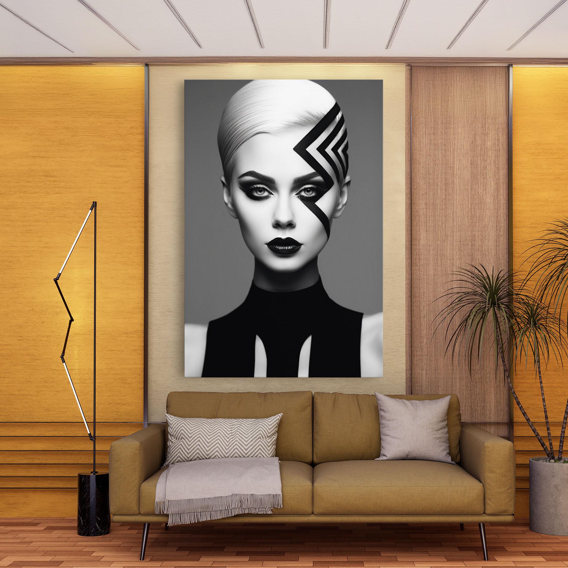 Vászonkép Black Lines On Face mockup 9