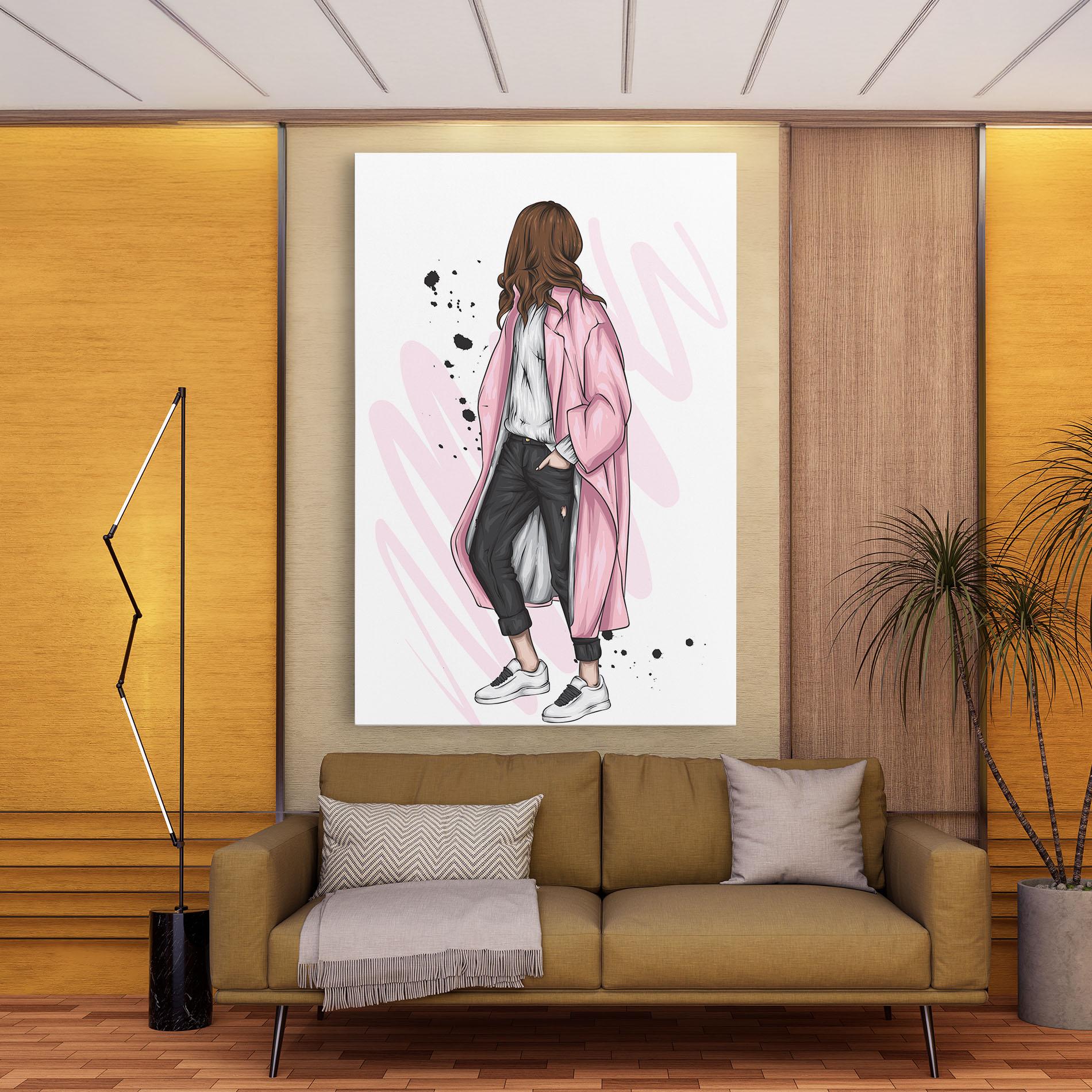 Vászonkép Pink Coat Woman mockup 9