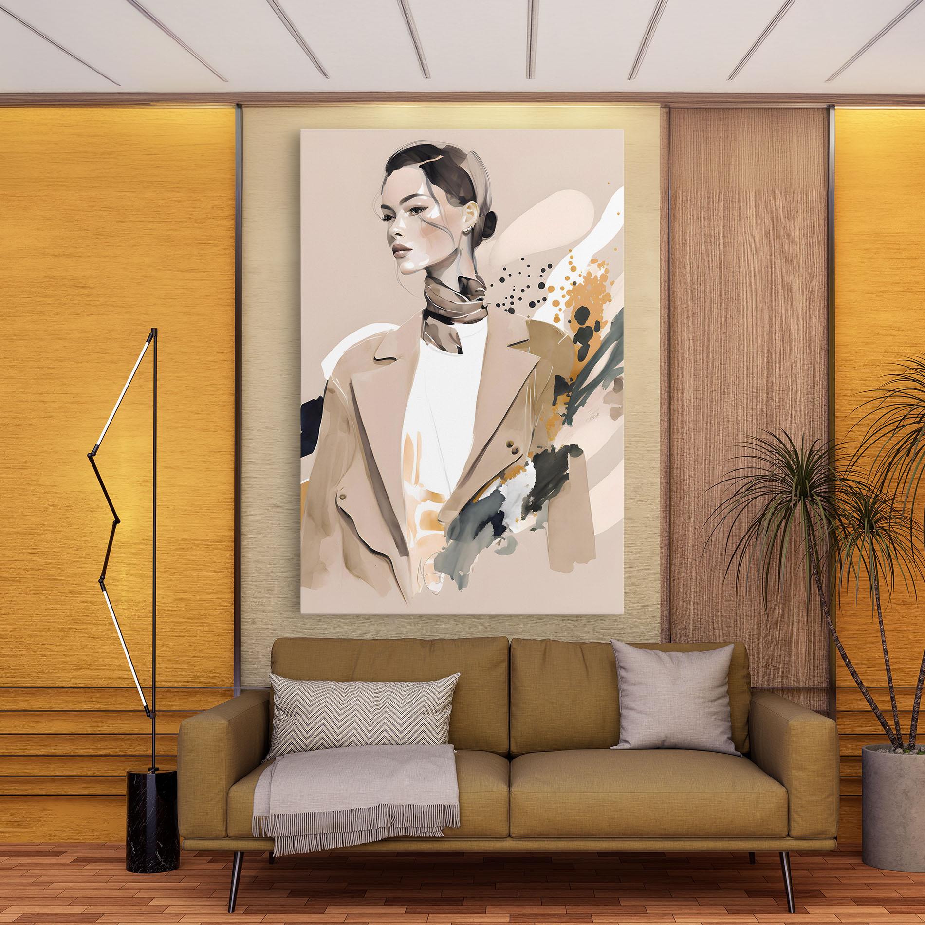 Vászonkép Watercolor Stylish Model mockup 9