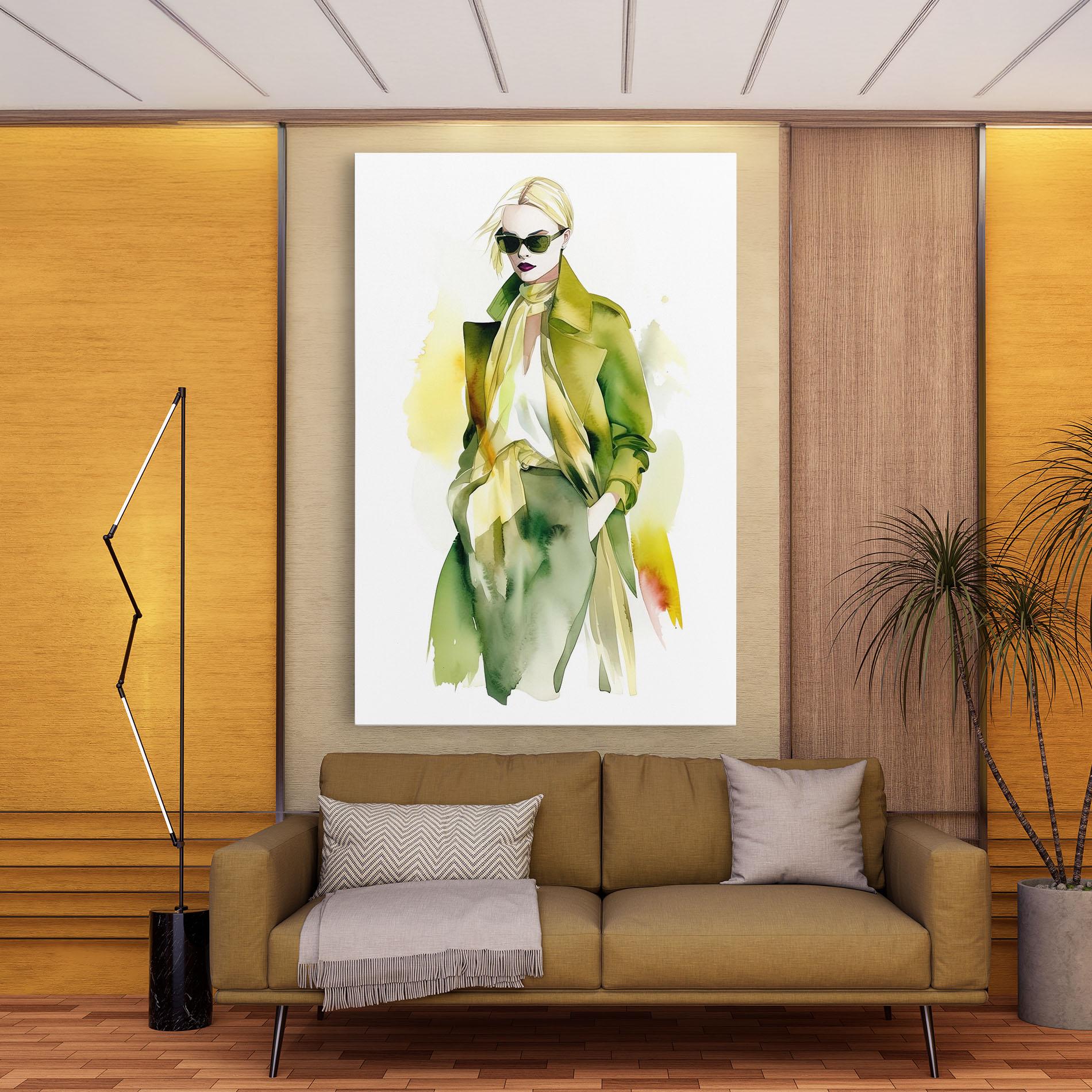 Vászonkép Woman Green Fashion mockup 9