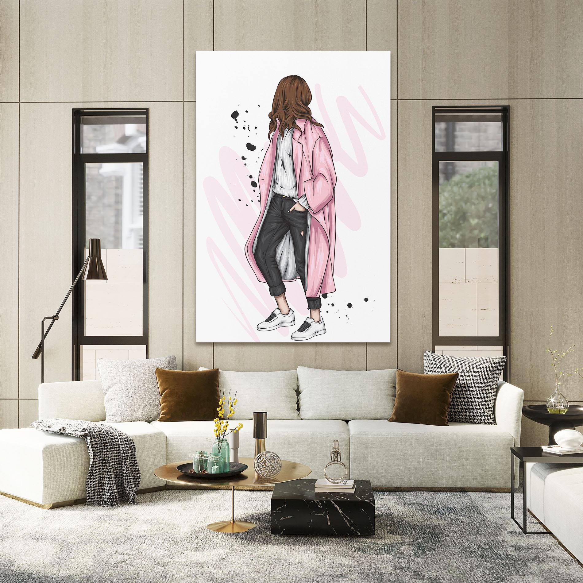 Vászonkép Pink Coat Woman mockup 2