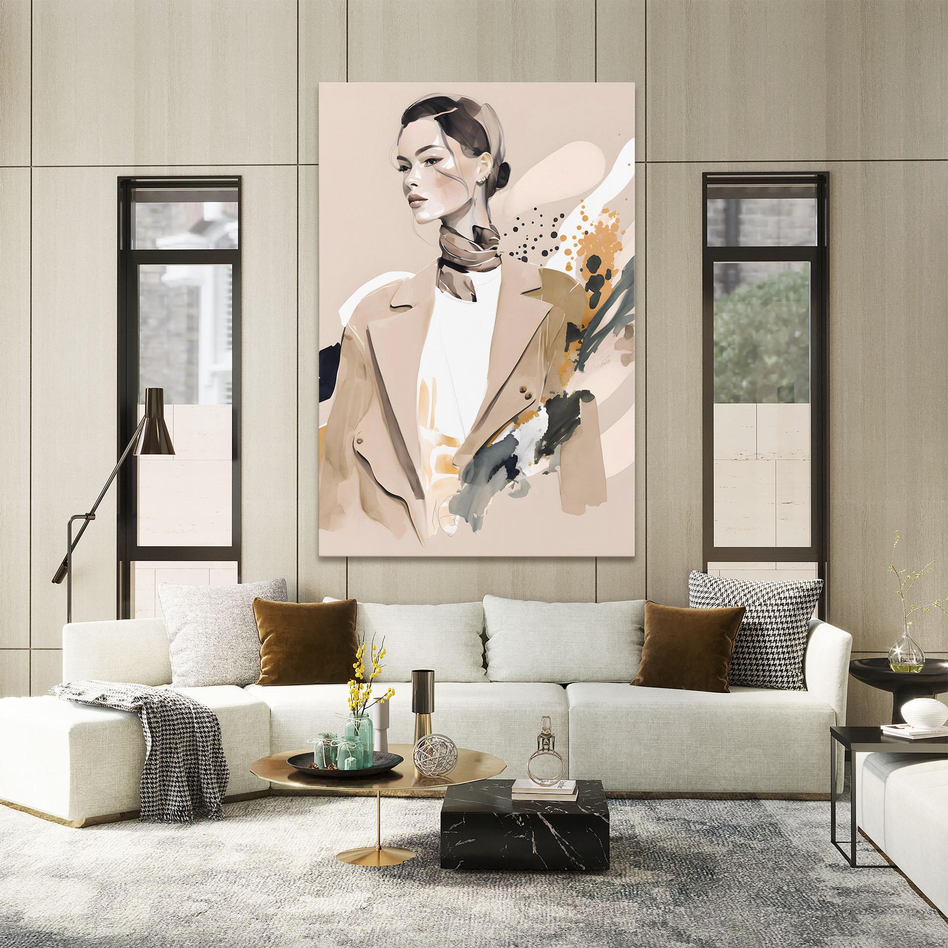 Vászonkép Watercolor Stylish Model mockup 2