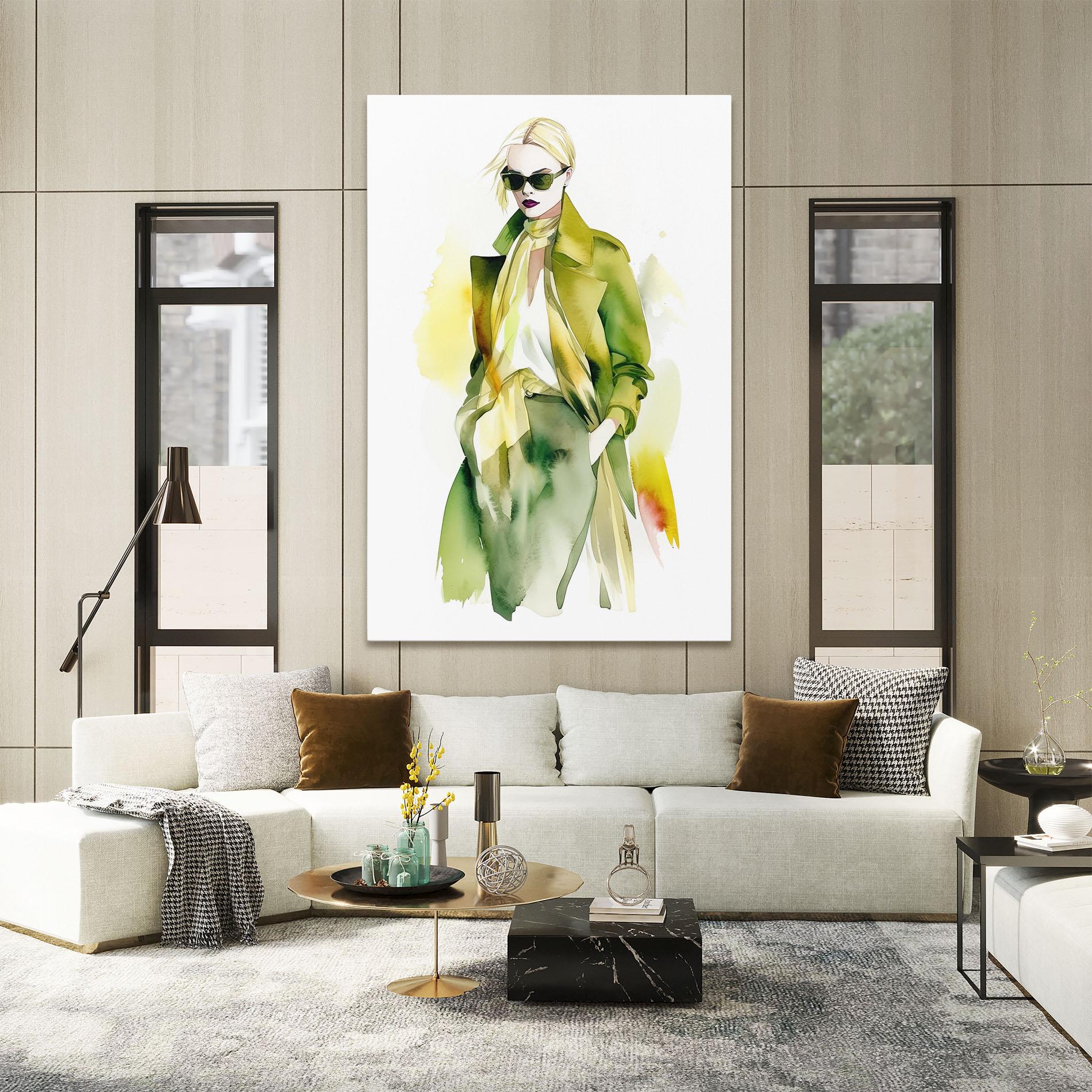 Vászonkép Woman Green Fashion mockup 2