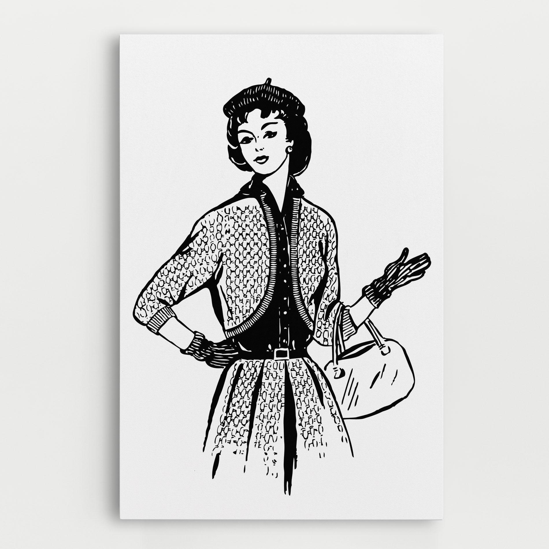 Vászonkép Vintage Woman Line mockup 0