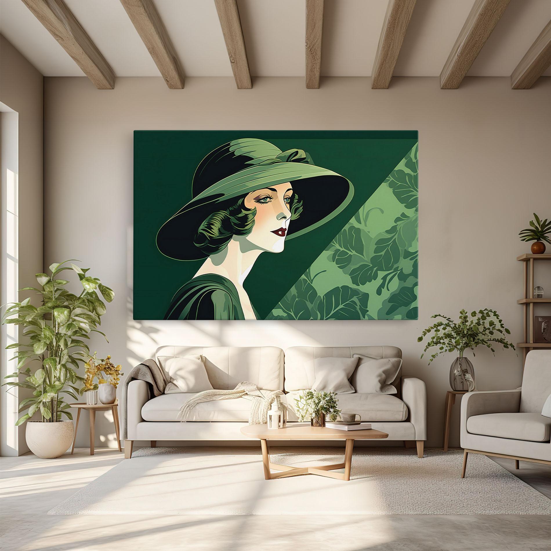 Vászonkép Green Woman Painting mockup 6