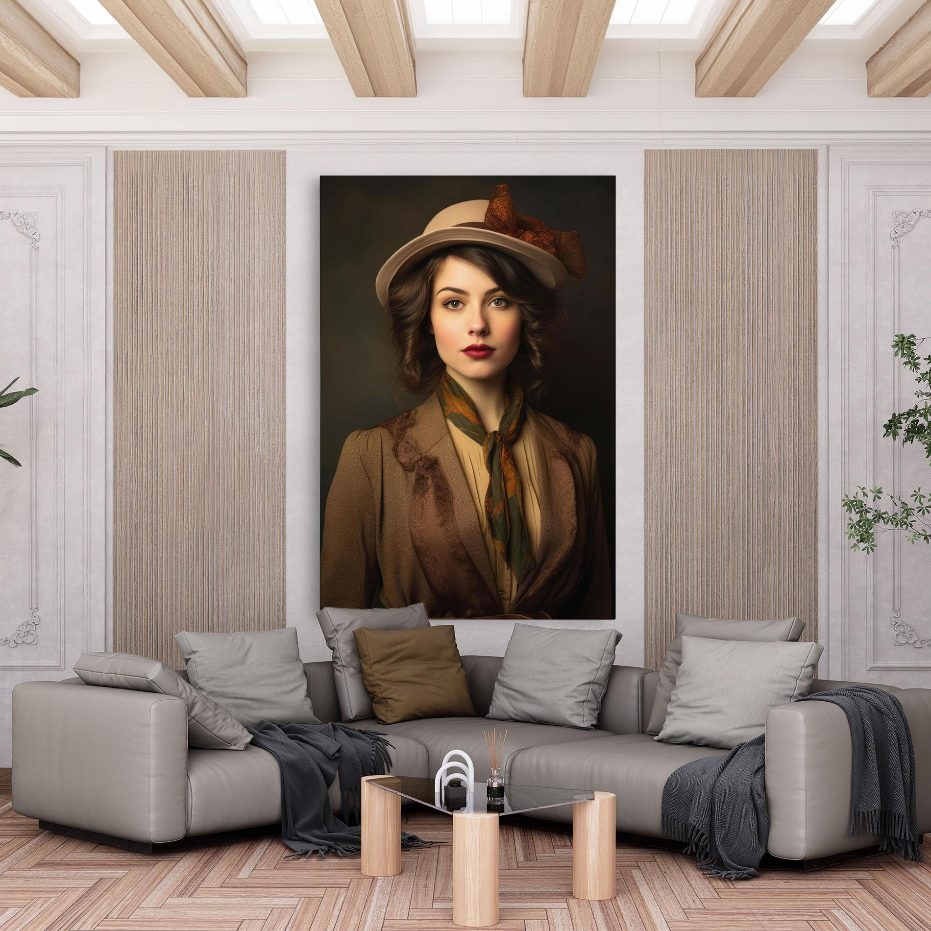 Vászonkép Cream Vintage Hat mockup 6