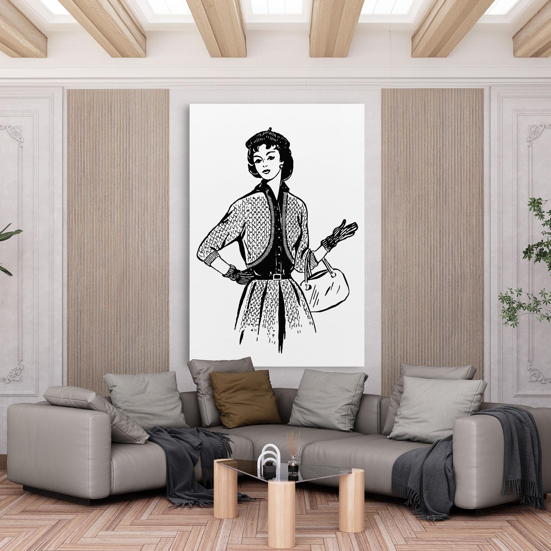 Vászonkép Vintage Woman Line mockup 6