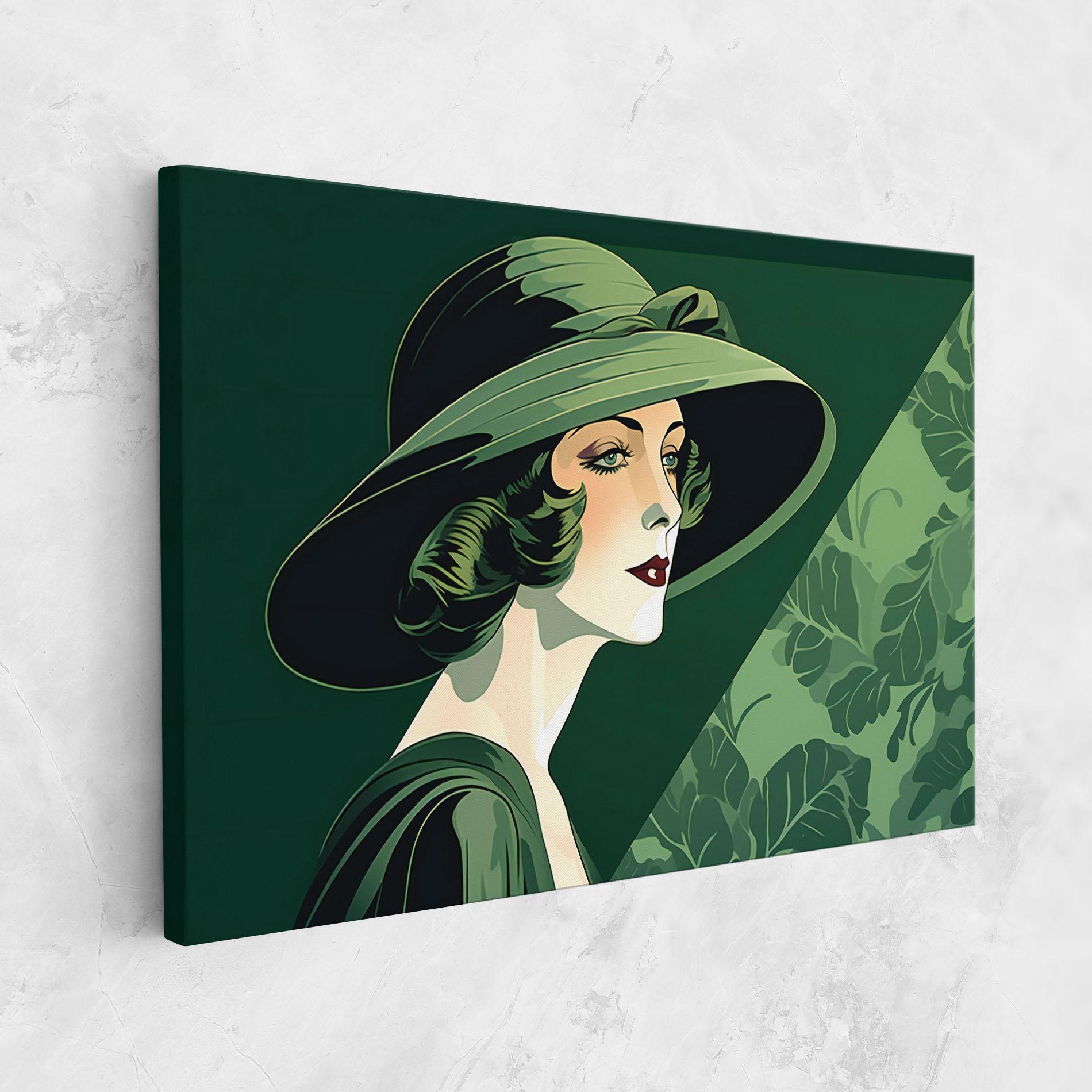 Vászonkép Green Woman Painting mockup 1